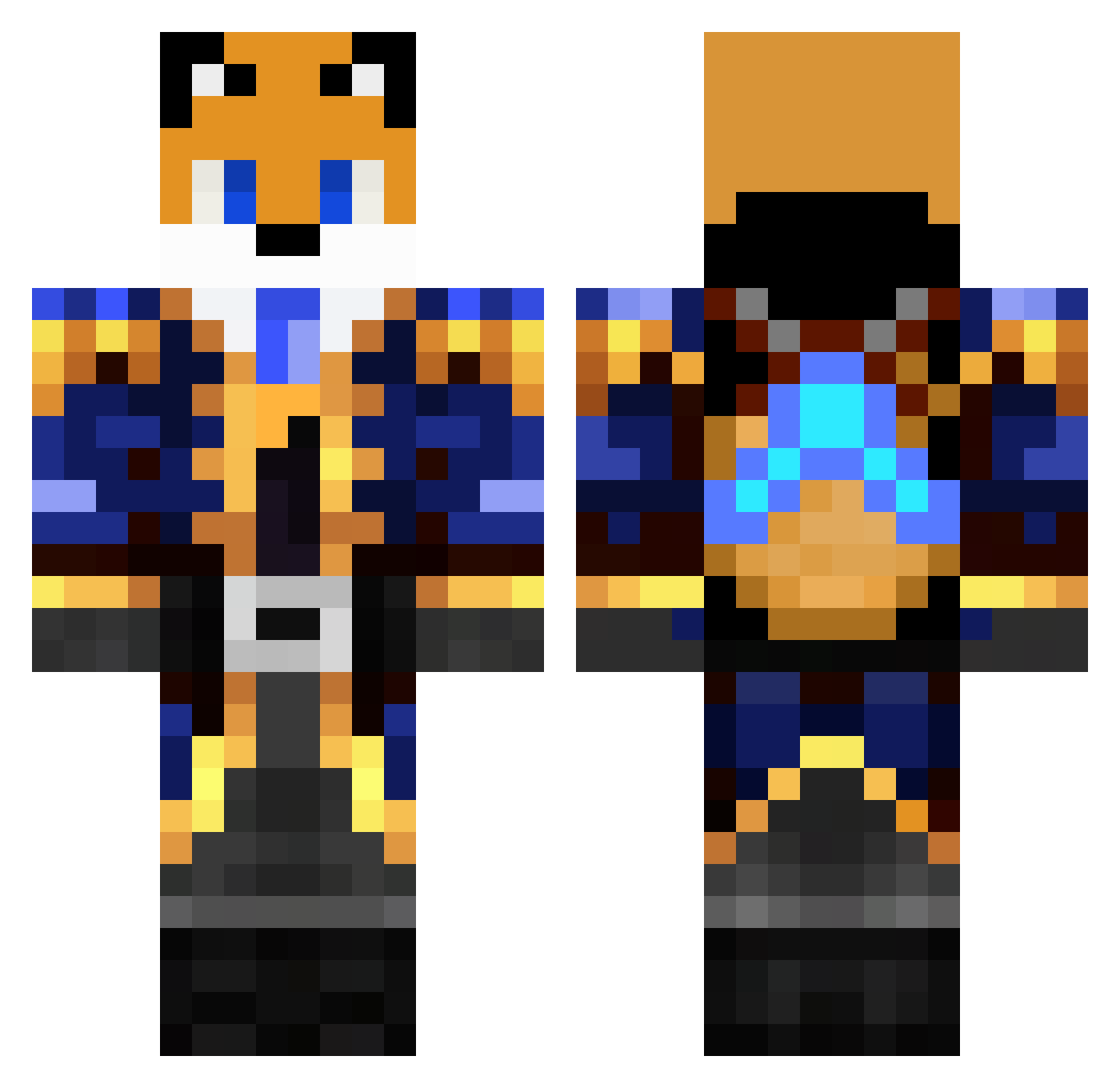 Inner55 Minecraft skin, front and back view