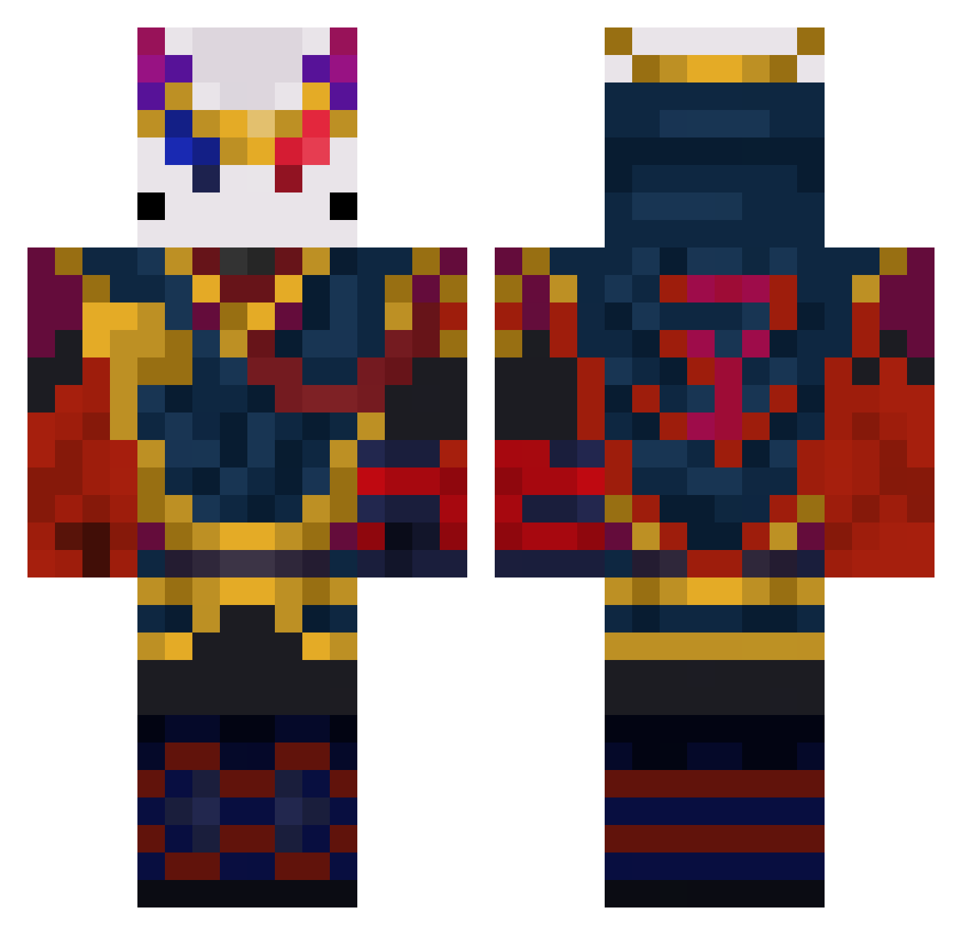 Bialoo Minecraft skin, front and back view