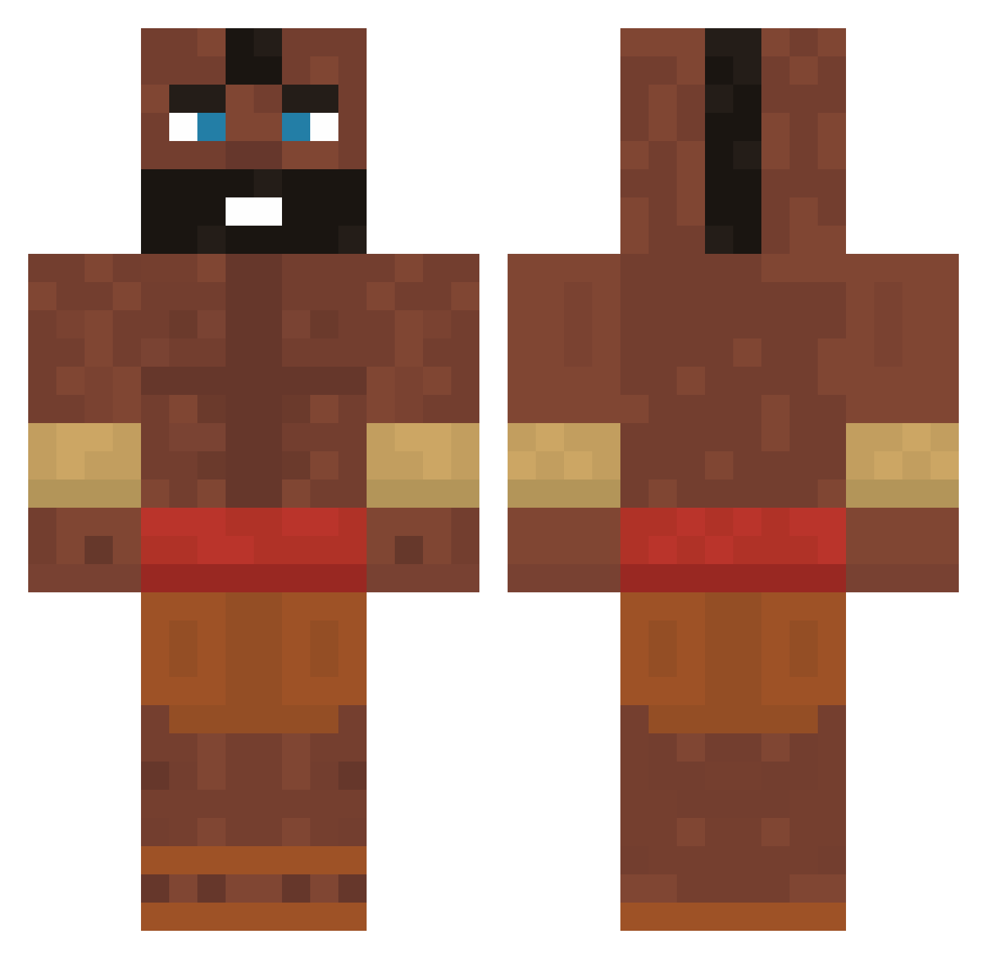 BoroBanker Minecraft skin, front and back view