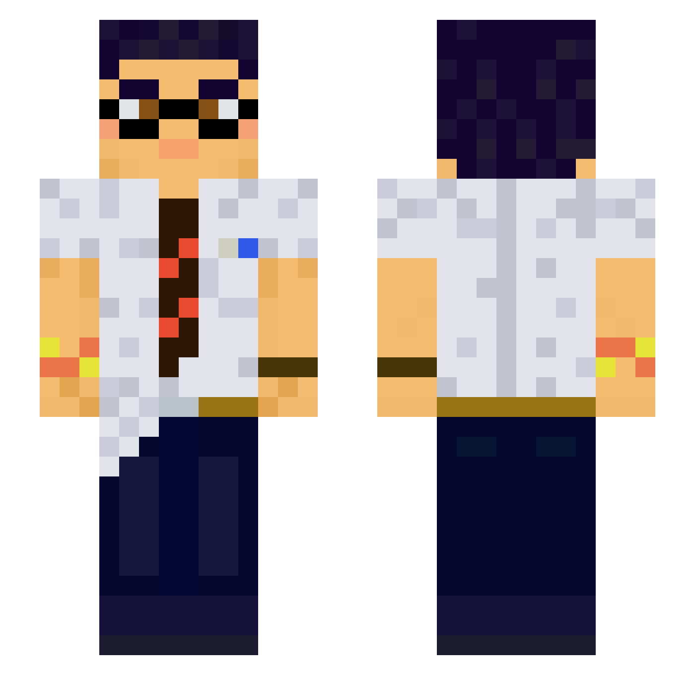 tailskid Minecraft skin, front and back view