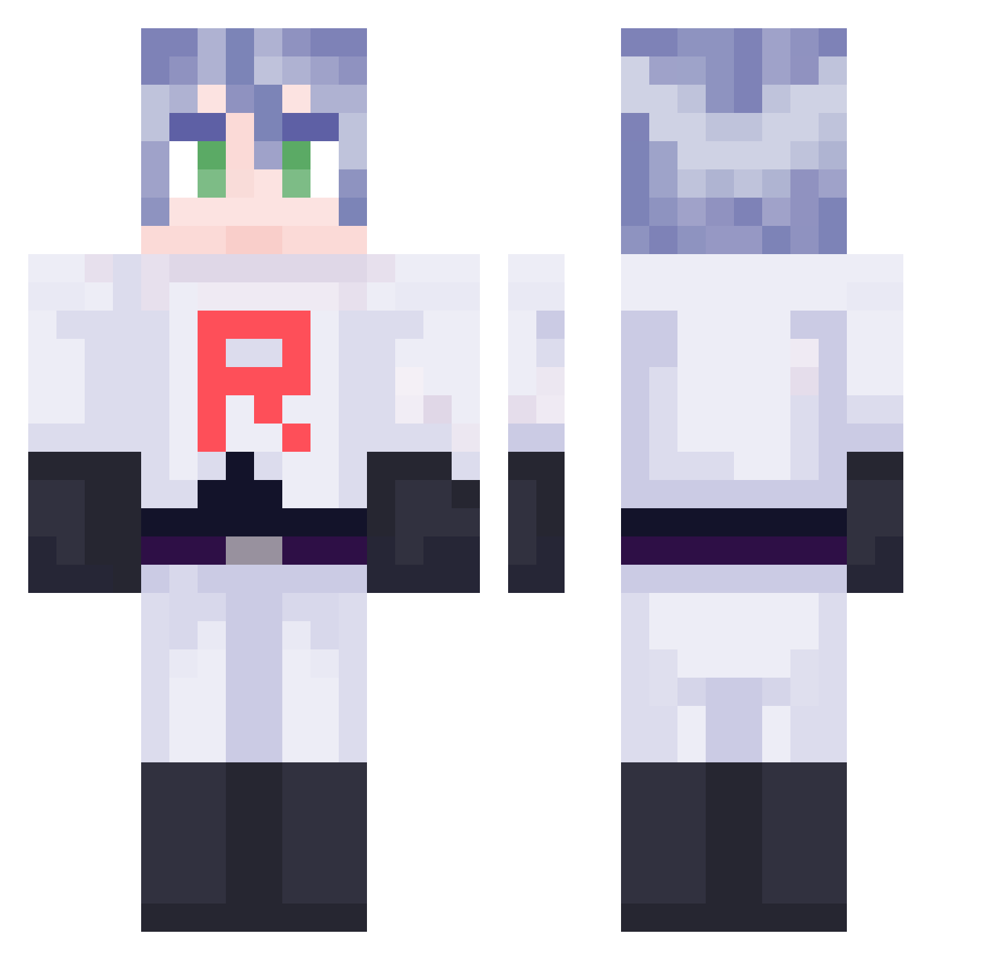 Aminvii Minecraft skin, front and back view