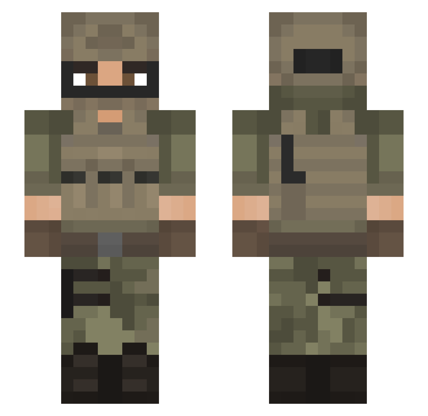 VOmeg23 Minecraft skin, front and back view