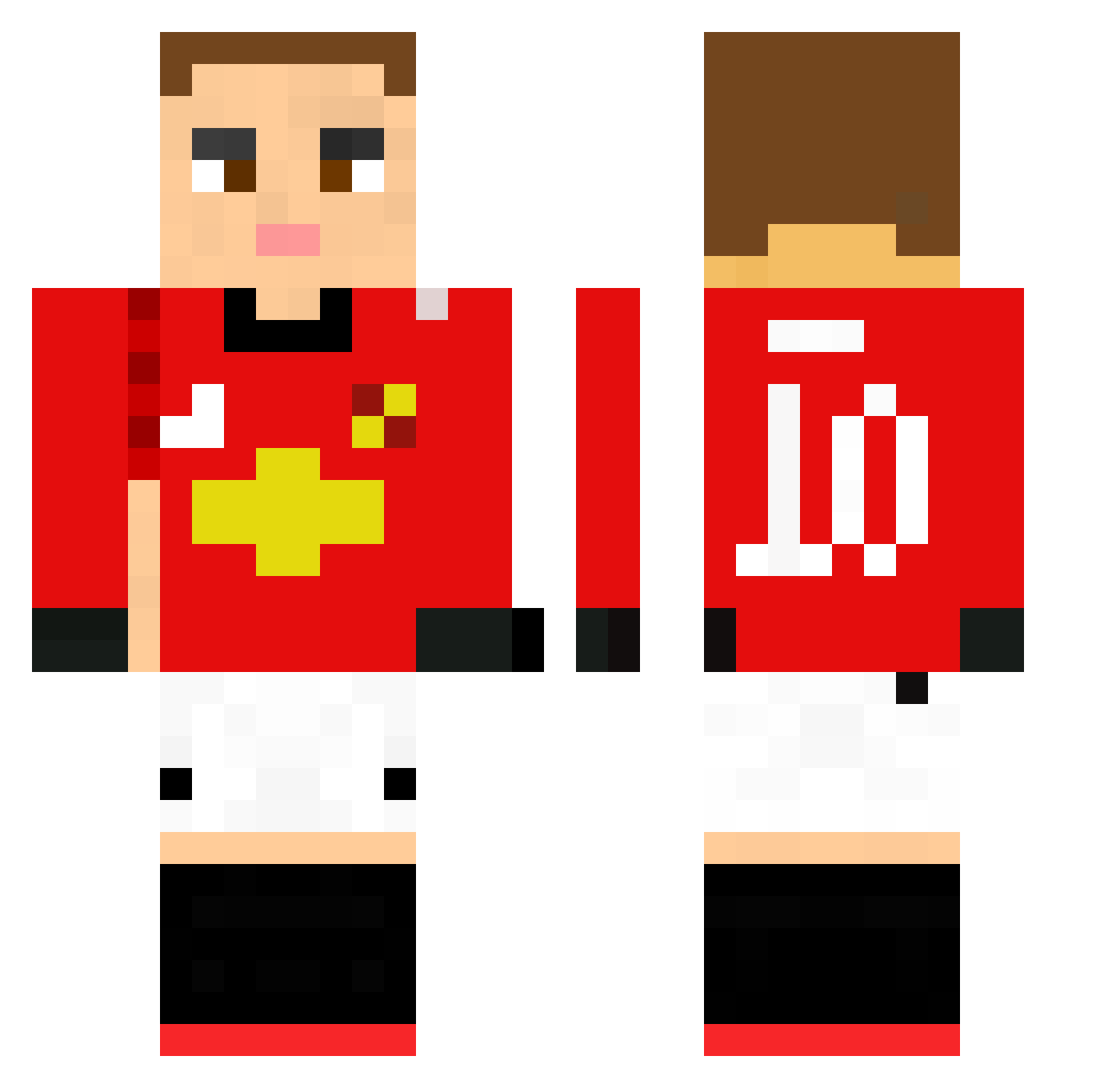 uhbed Minecraft skin, front and back view
