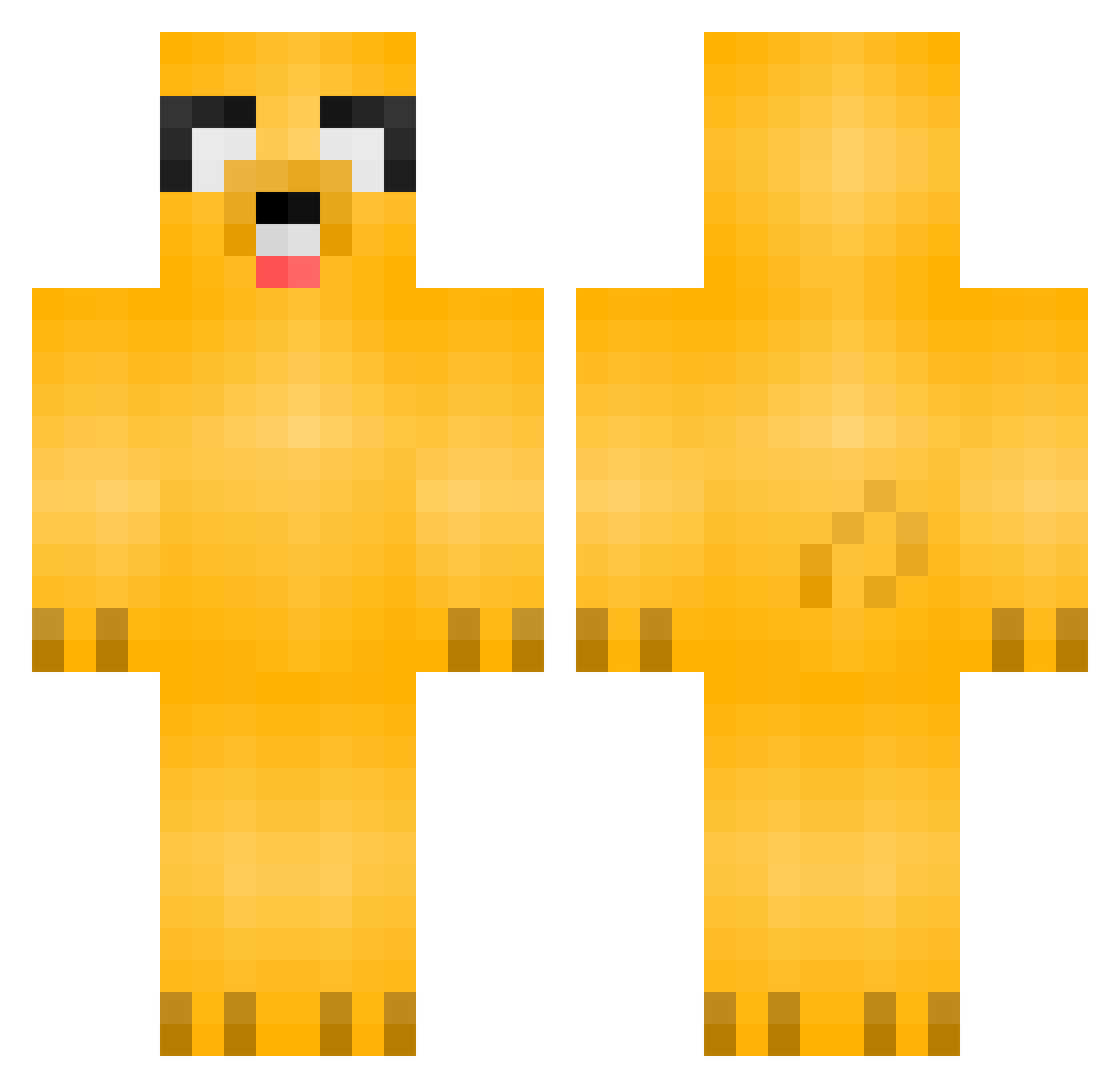 10On Minecraft skin, front and back view