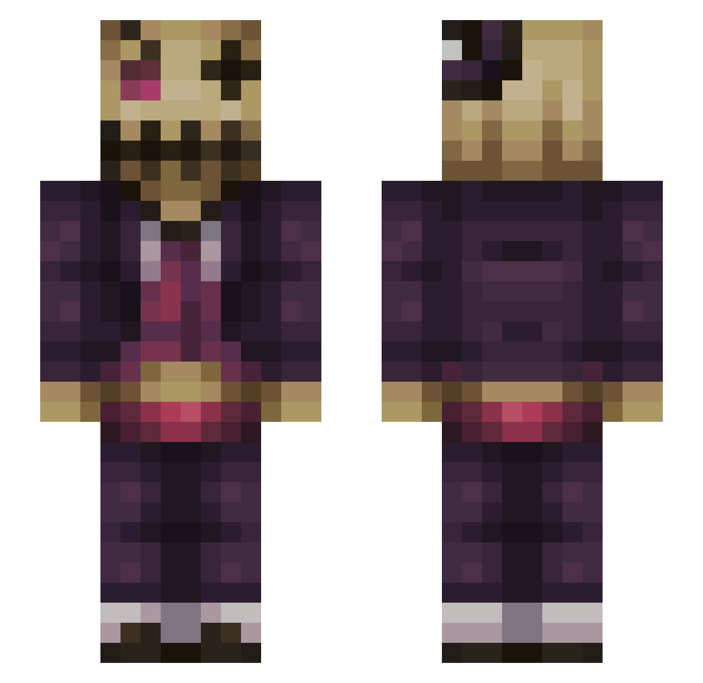 imHexeD Minecraft skin, front and back view