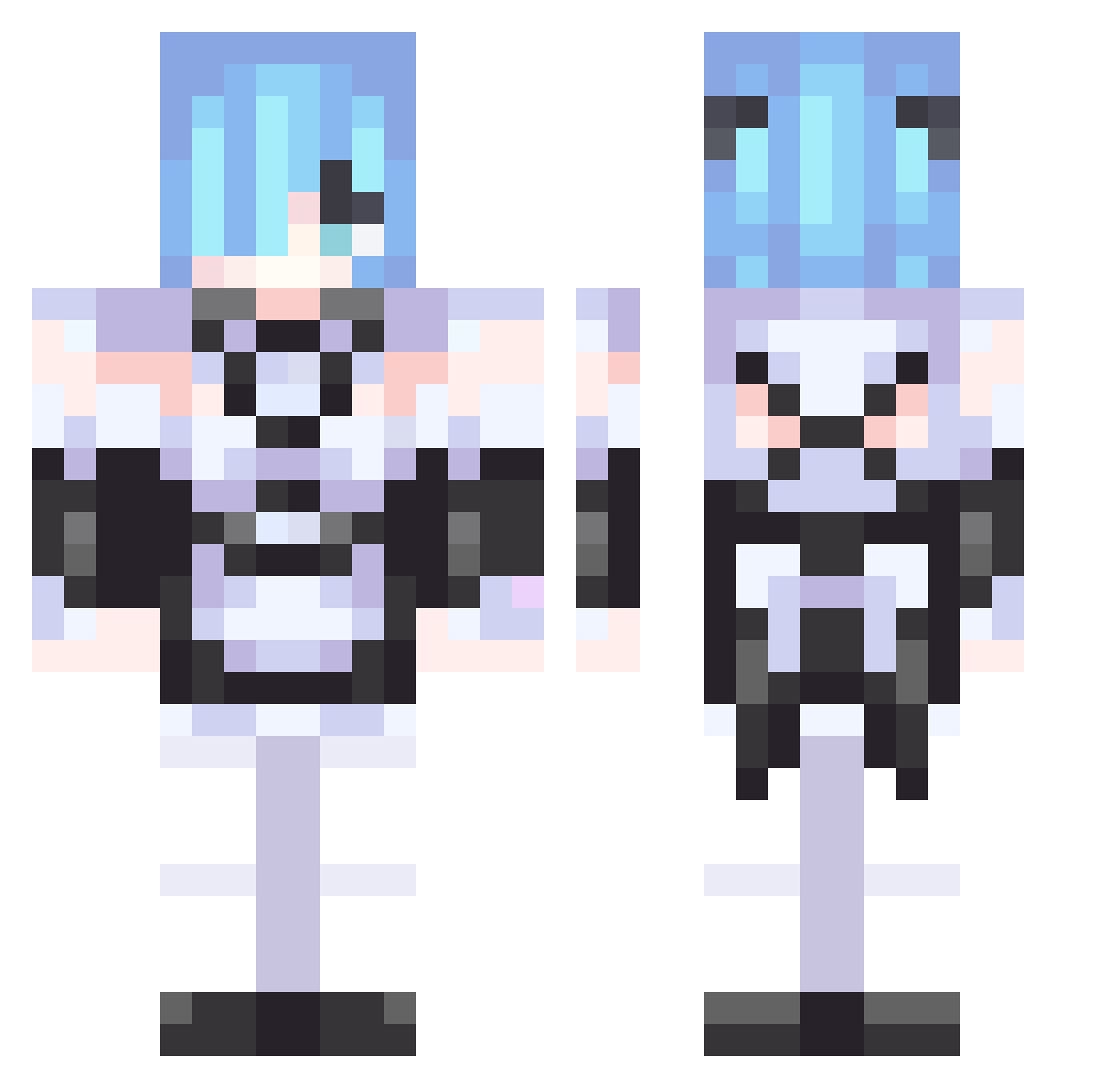 Pregus Minecraft skin, front and back view