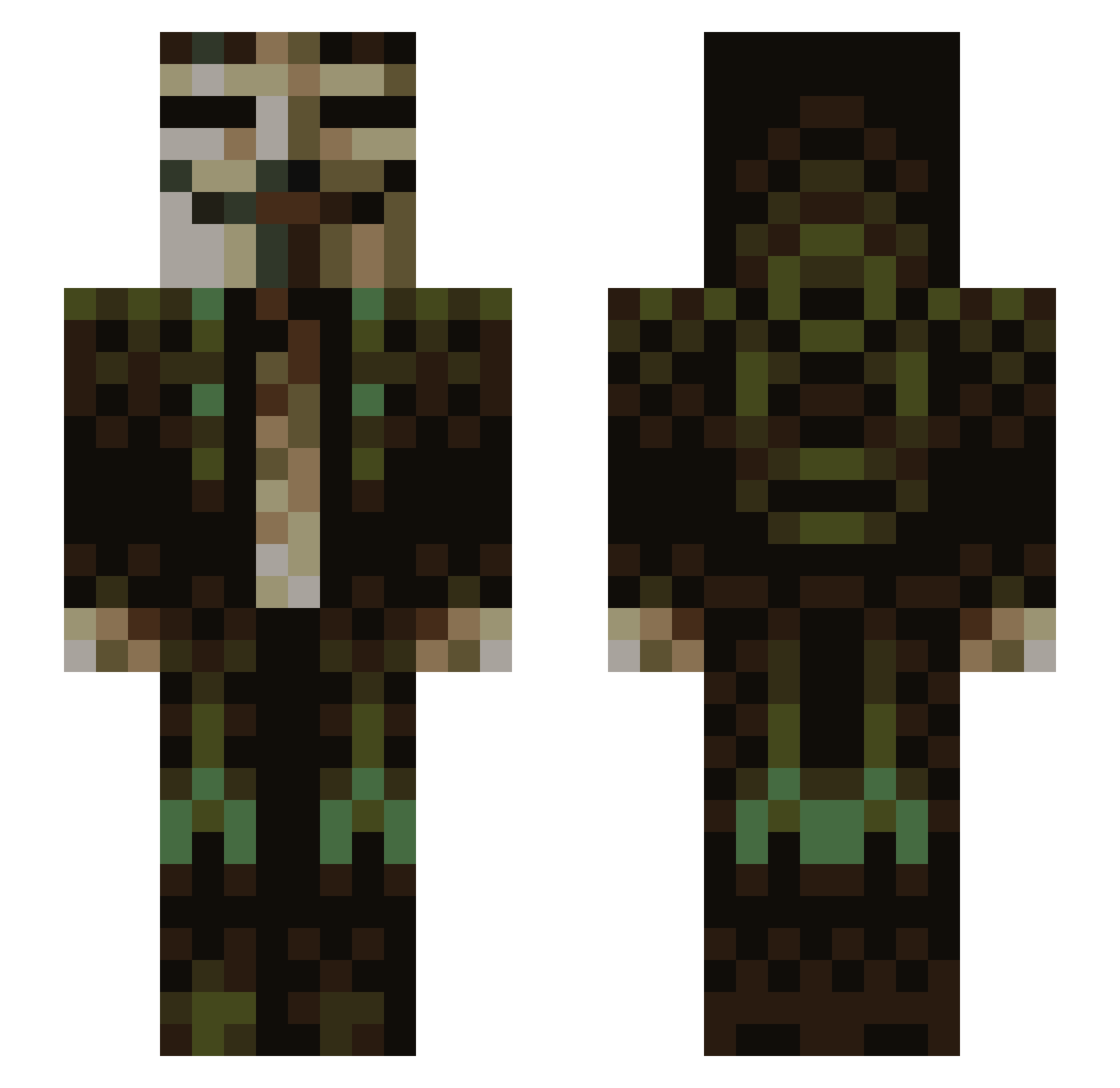 kokashk Minecraft skin, front and back view