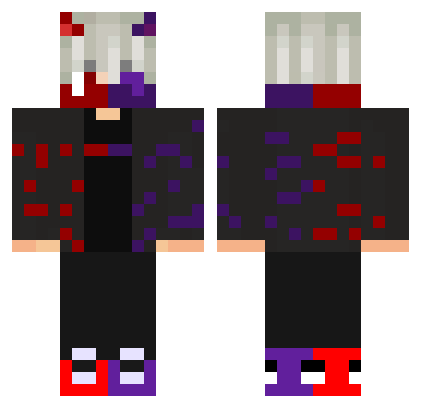 T0xIcBl4de Minecraft skin, front and back view