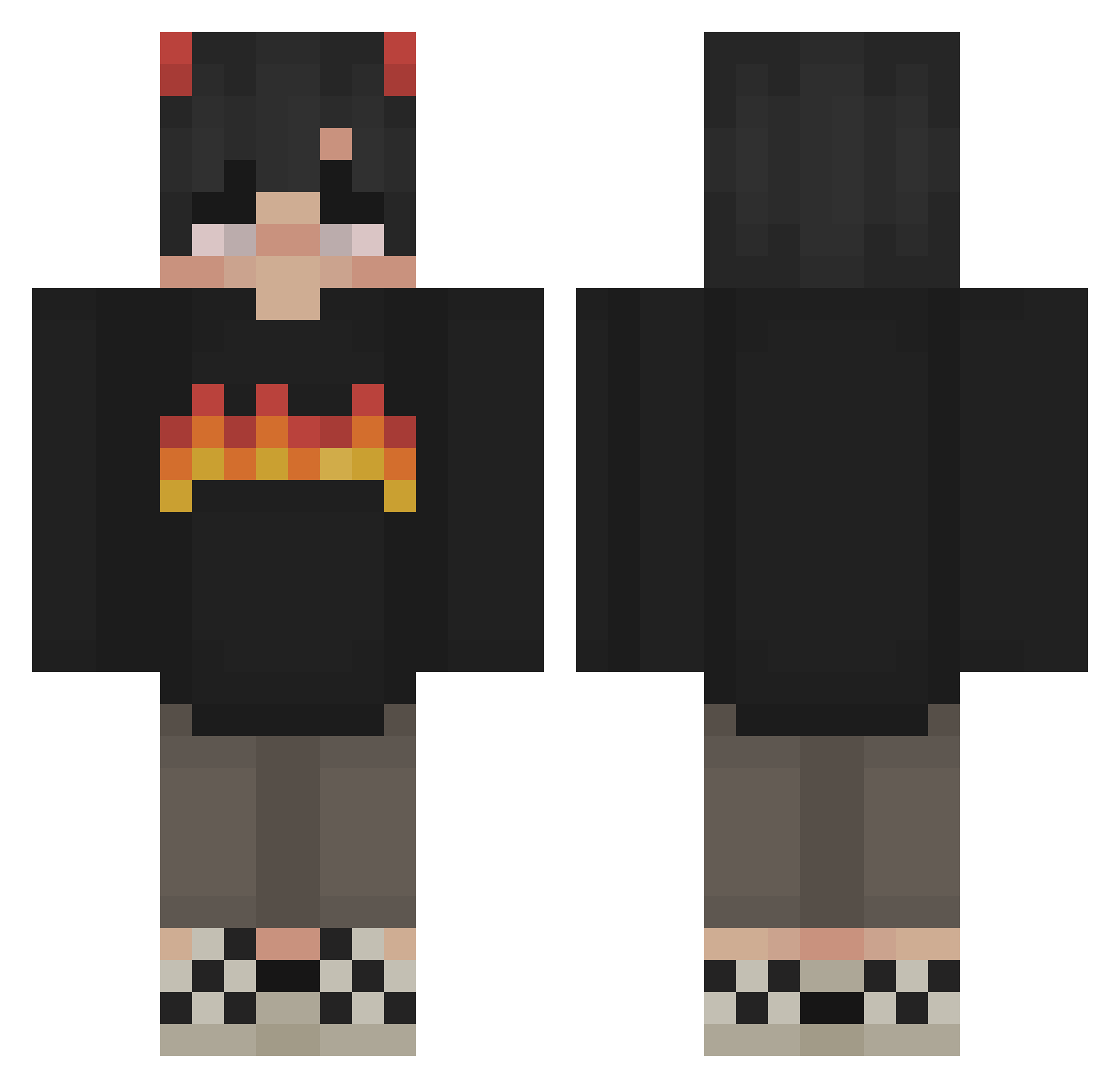AlkolikSizofren Minecraft skin, front and back view