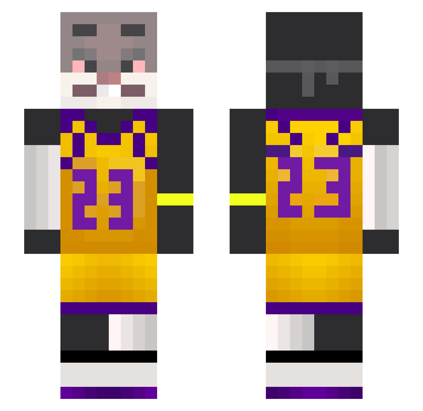 MrZvandre Minecraft skin, front and back view