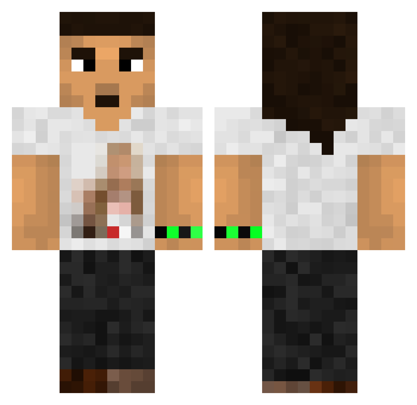 NoPlea Minecraft skin, front and back view