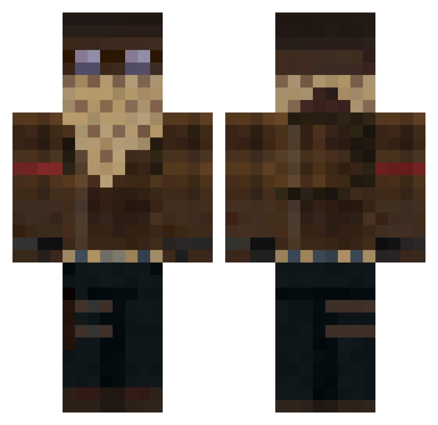 NinjaStank Minecraft skin, front and back view