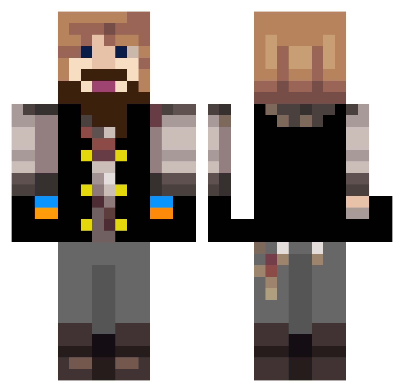 ttymek8 Minecraft skin, front and back view