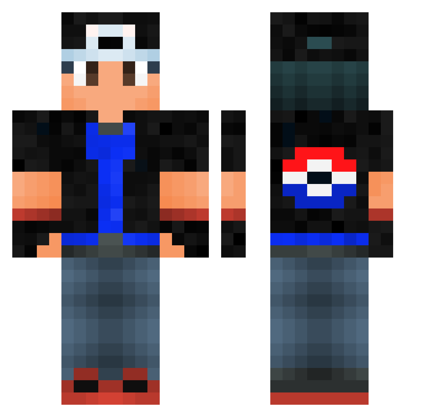 LiiMo100 Minecraft skin, front and back view
