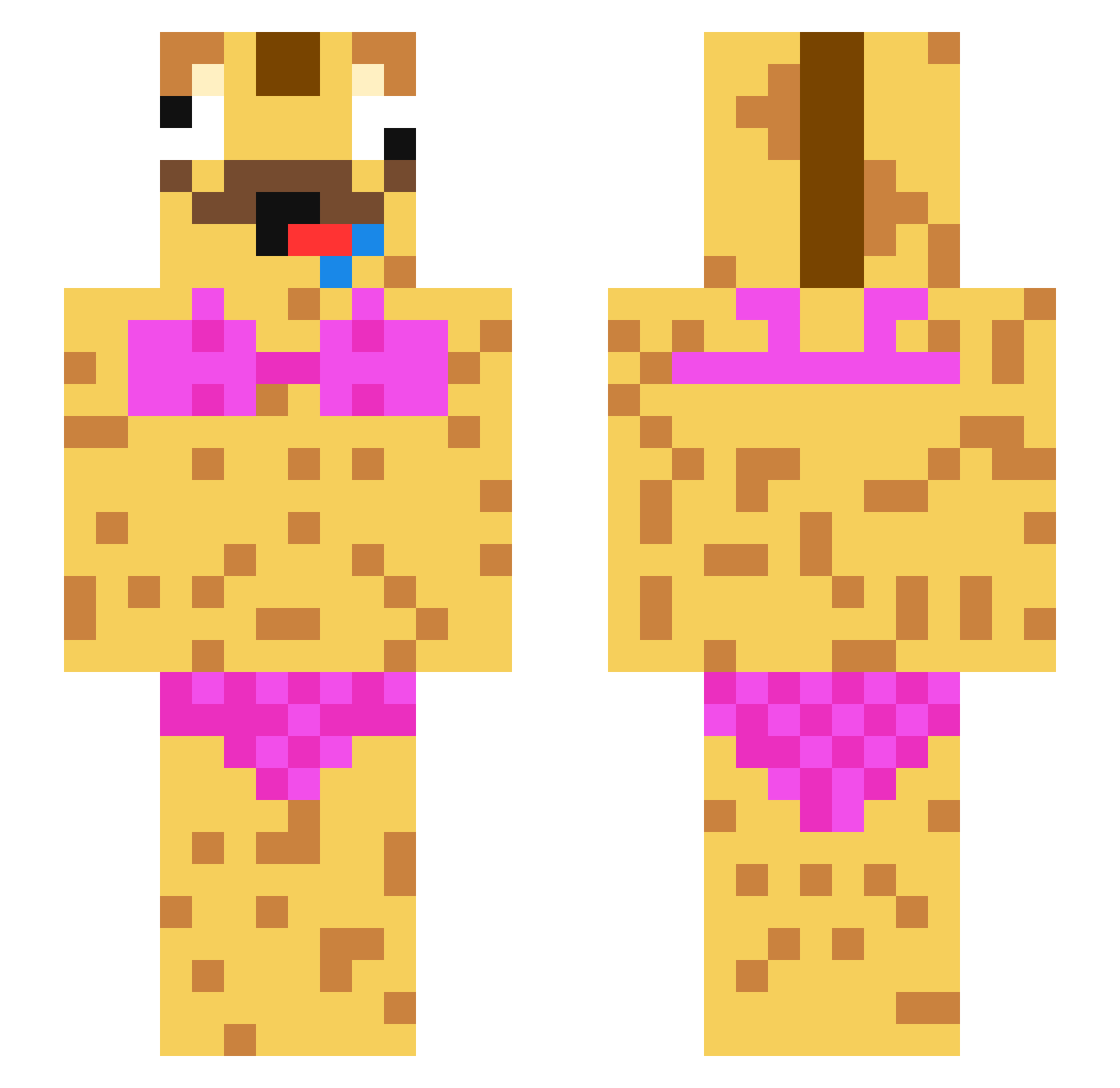 ReelyOng Minecraft skin, front and back view