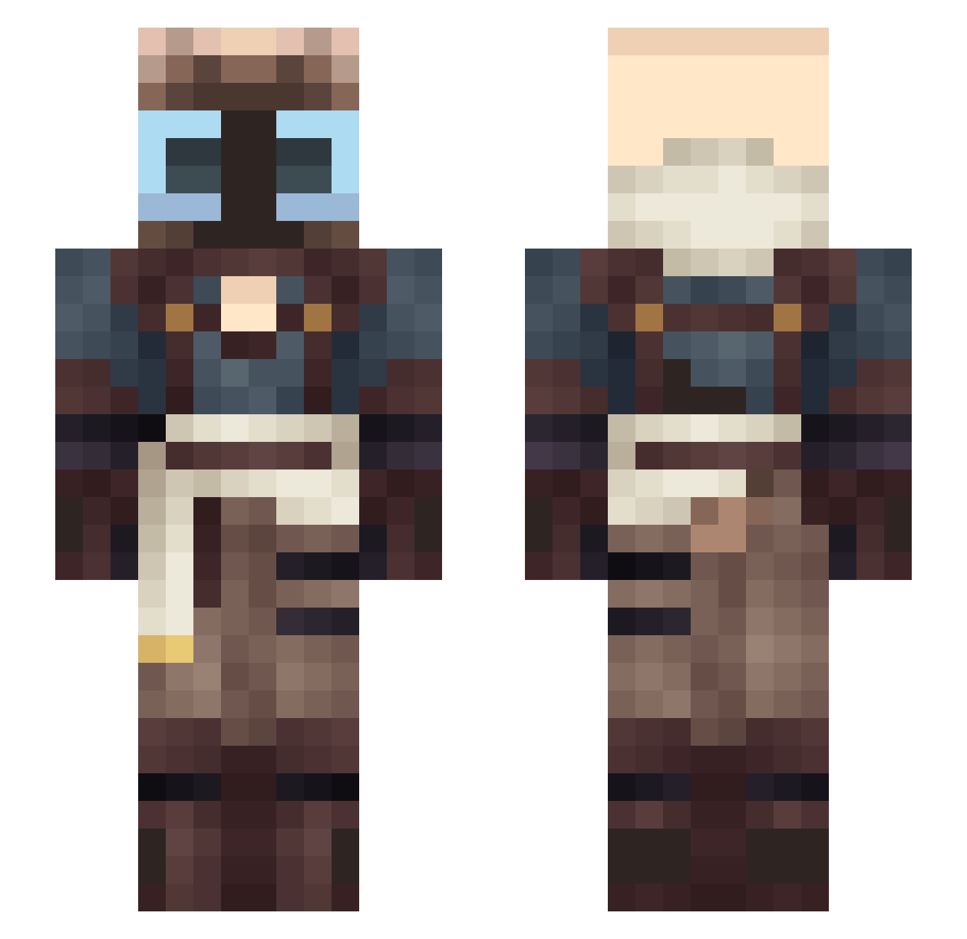 BuriedBoness Minecraft skin, front and back view