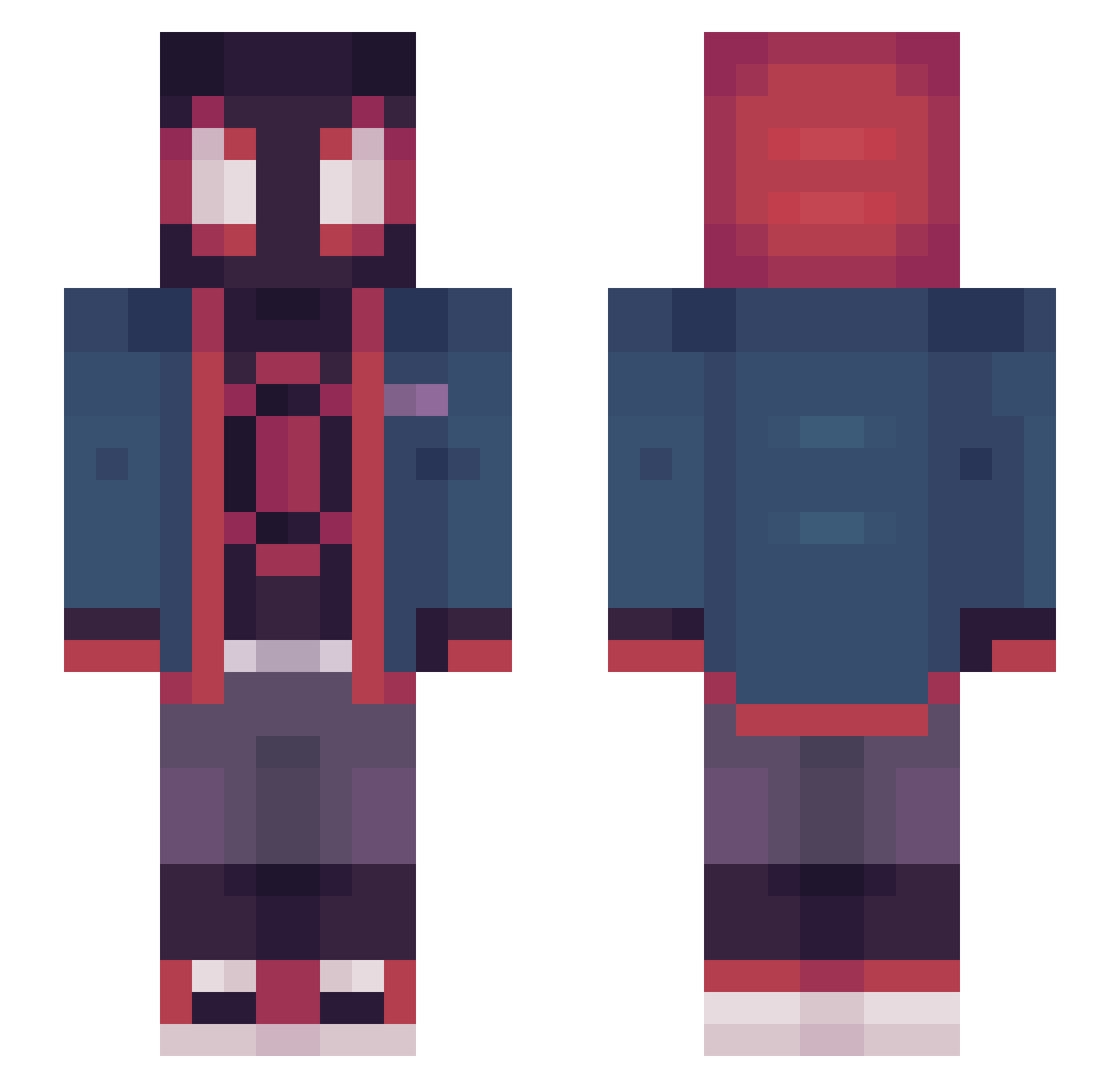 nworK Minecraft skin, front and back view