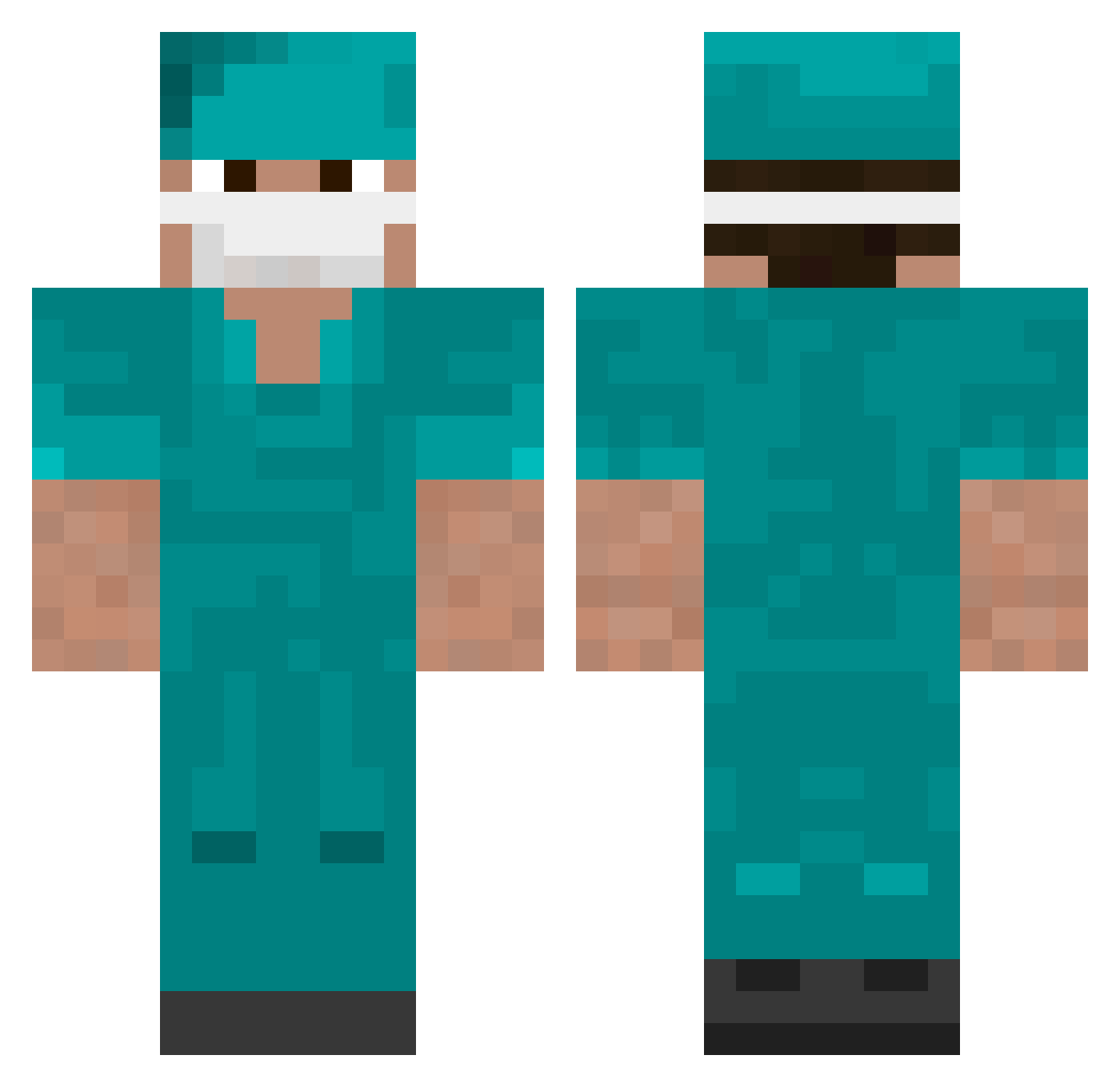 PsychoSurgeon Minecraft skin, front and back view