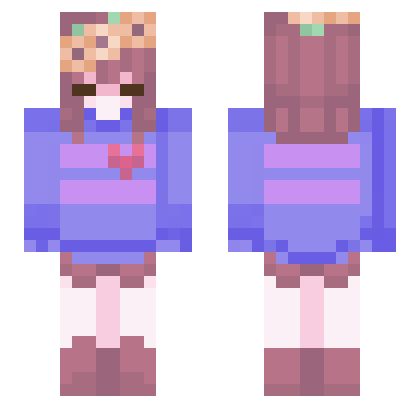 Friskys1 Minecraft skin, front and back view