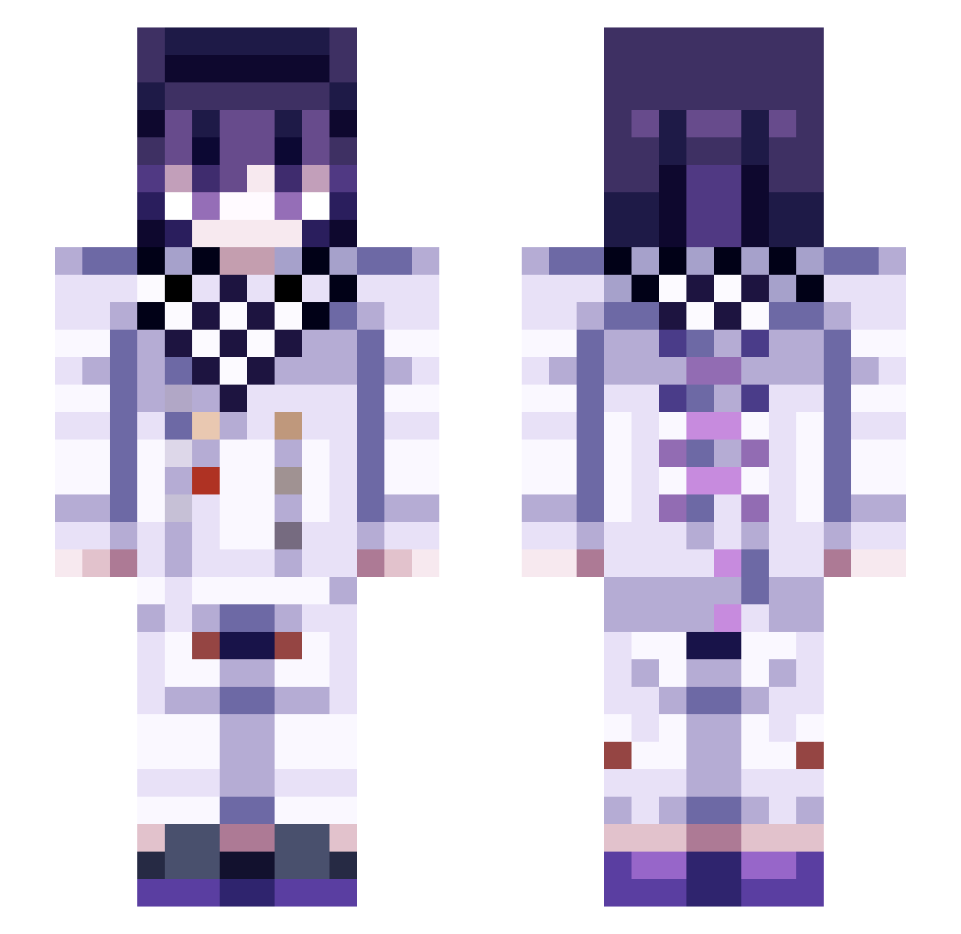 CH4RL1EEE Minecraft skin, front and back view