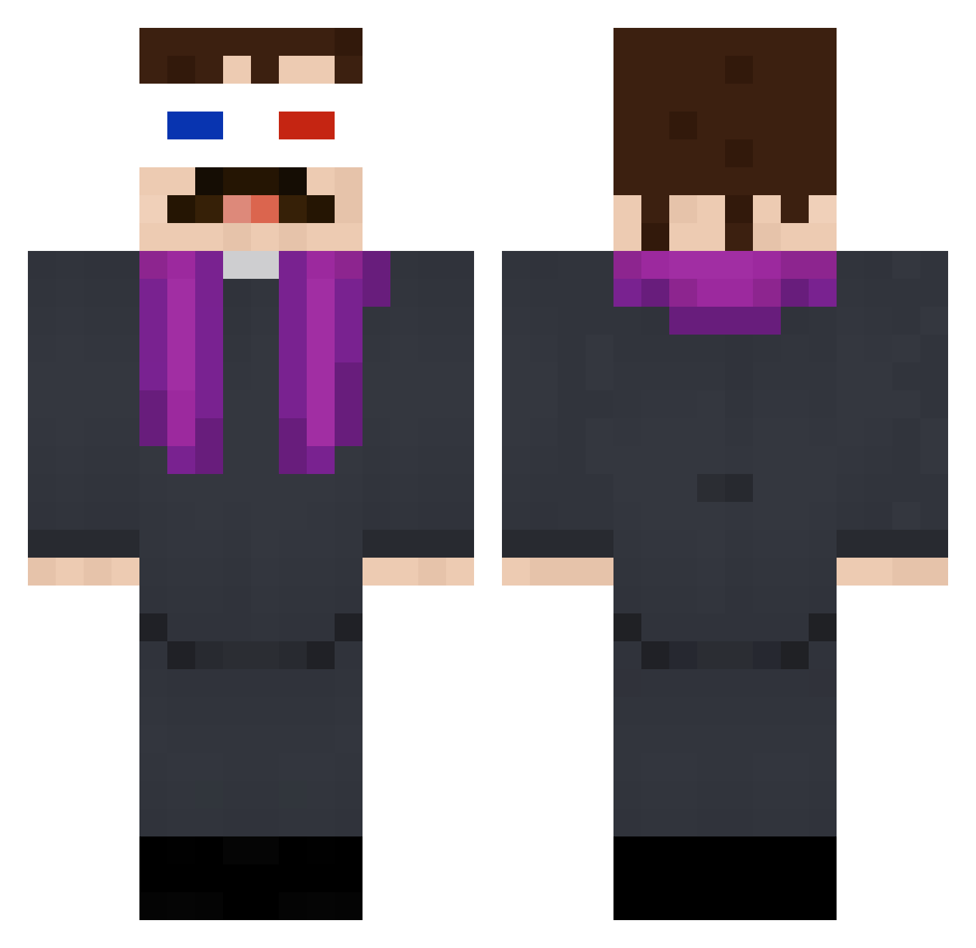 Oskurut Minecraft skin, front and back view