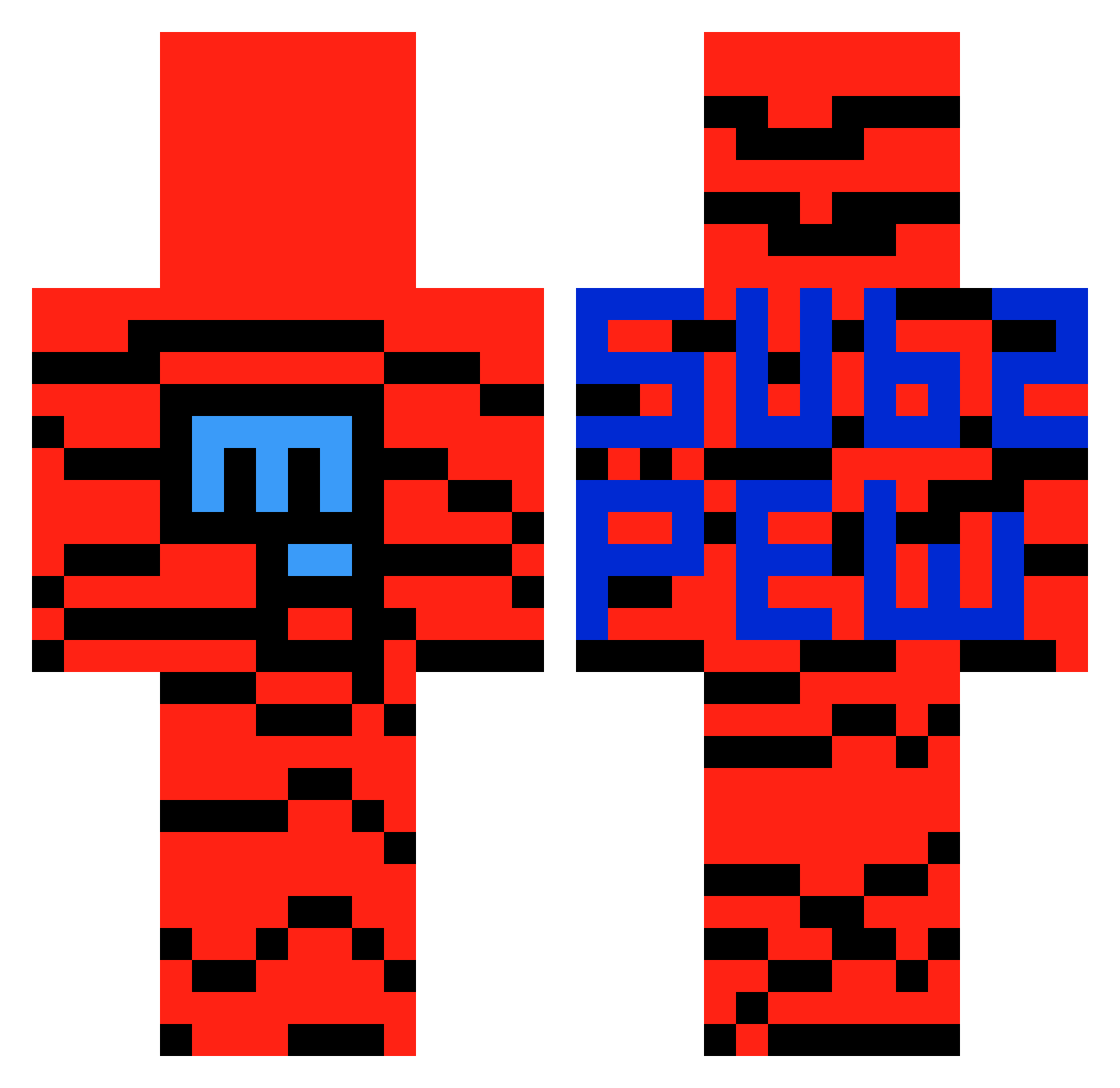 Purlicue Minecraft skin, front and back view