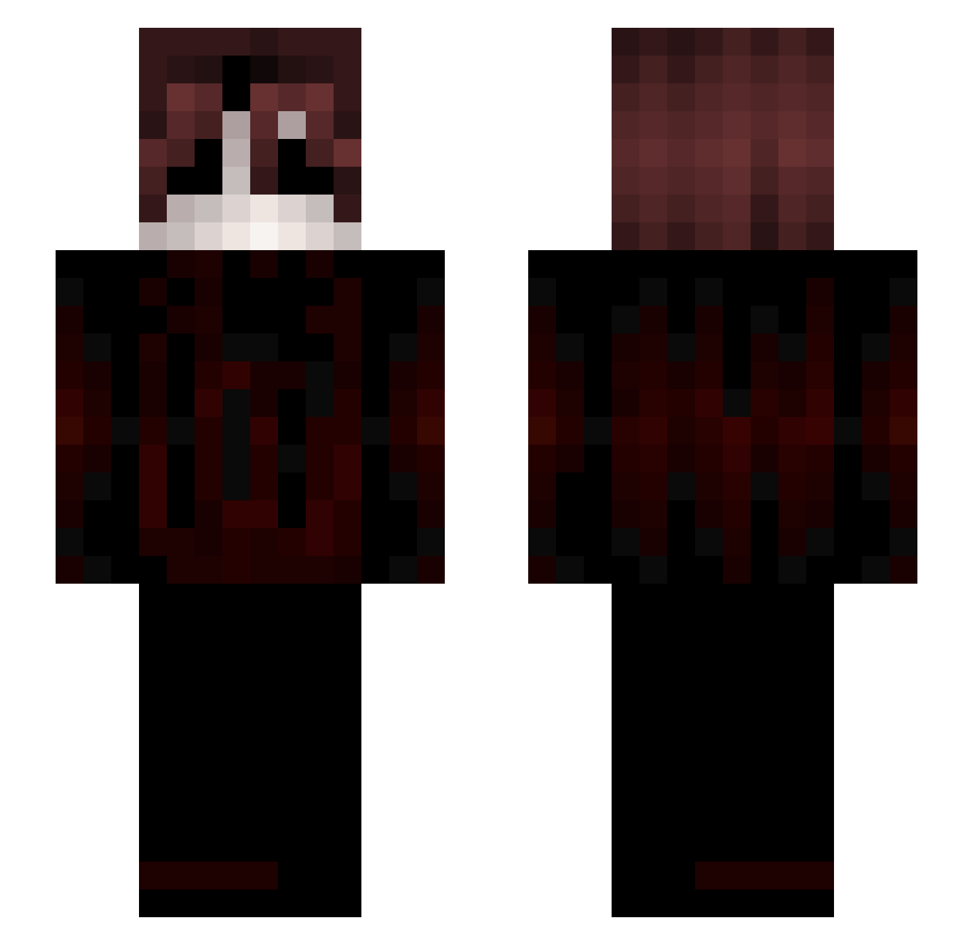 HadesX1 Minecraft skin, front and back view