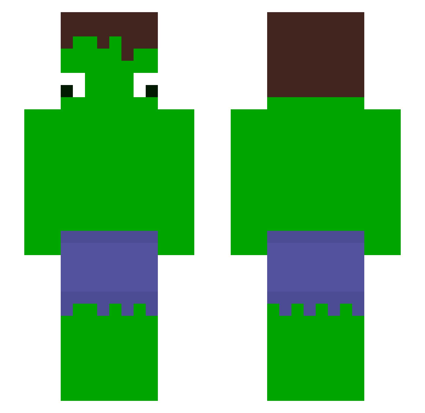 Pqnes Minecraft skin, front and back view