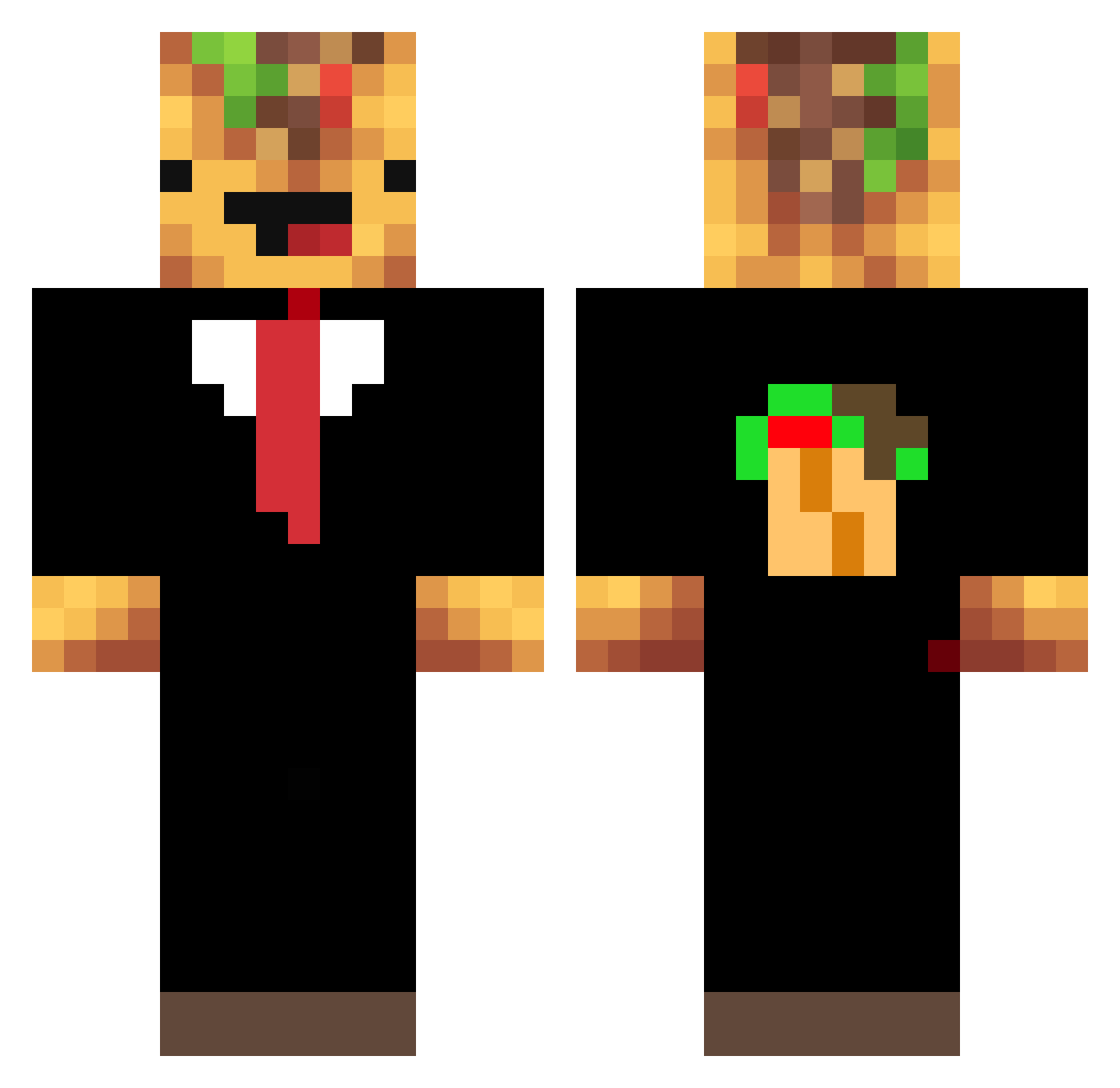 MrDoner Minecraft skin, front and back view