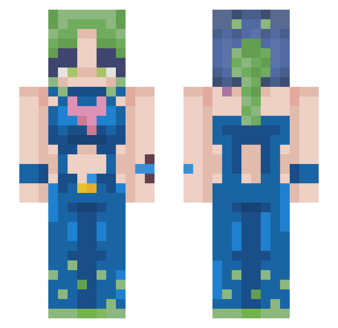 Gunwrong Minecraft skin, front and back view