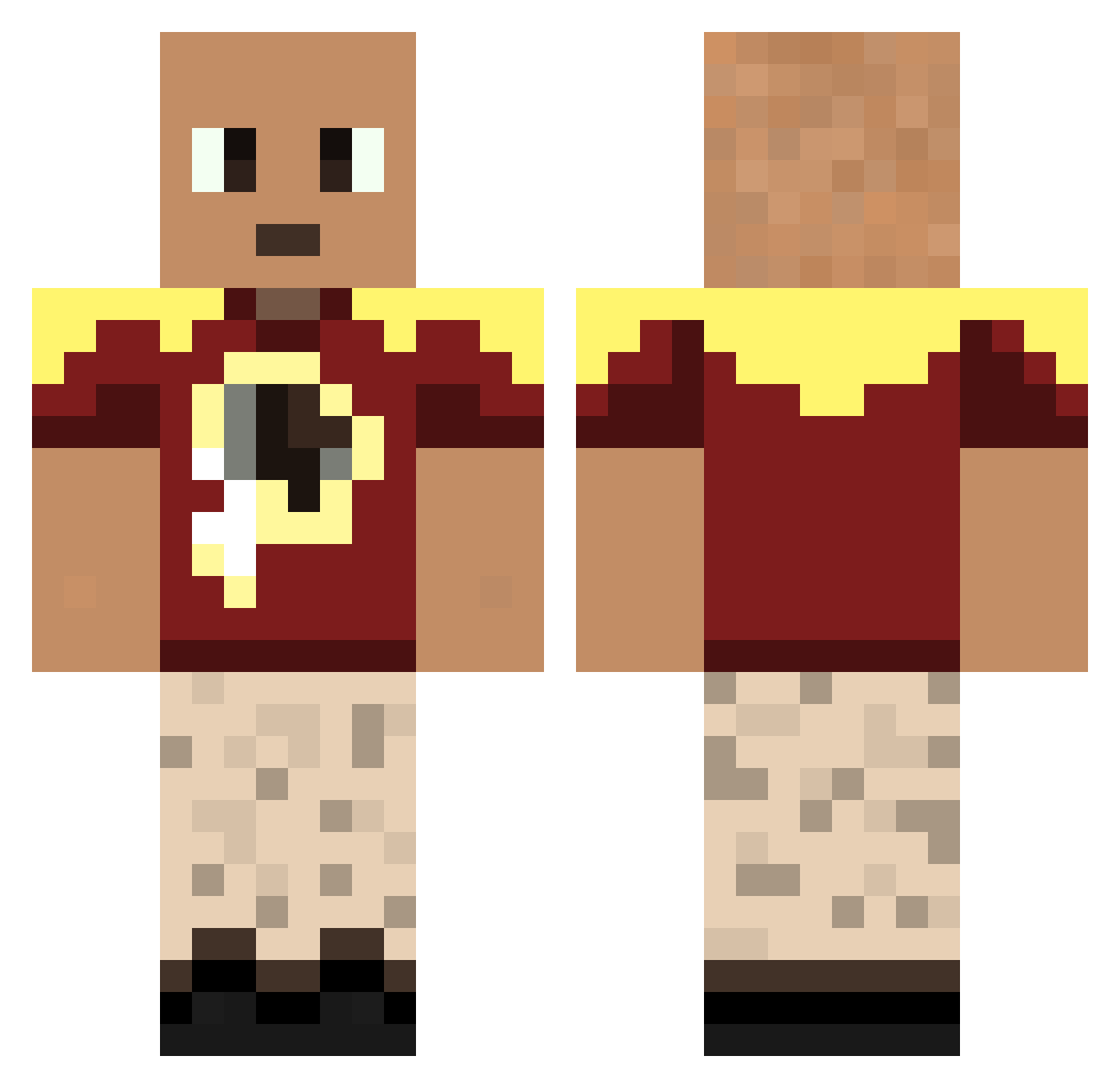 HugoSamsill Minecraft skin, front and back view