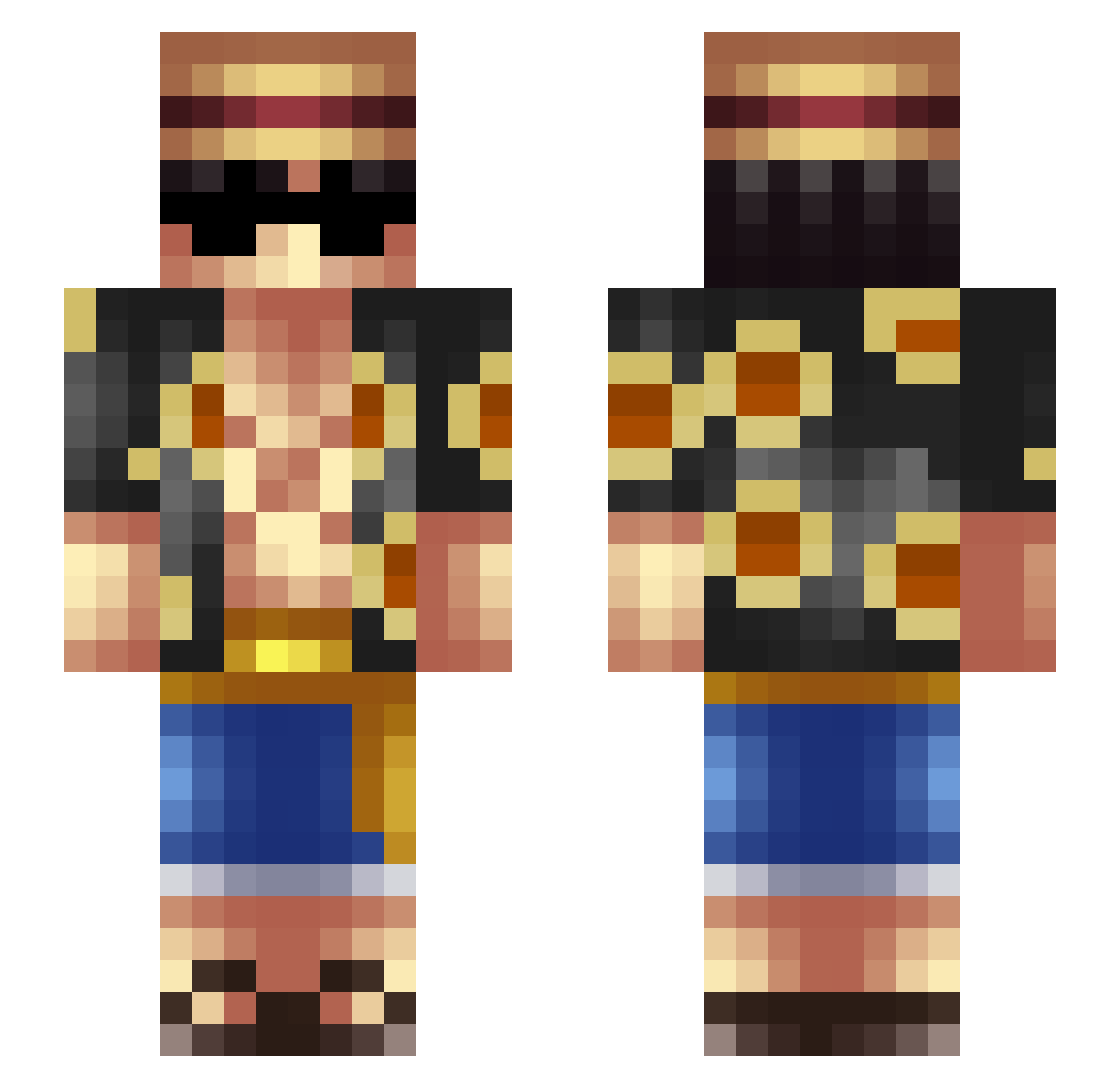 TiinoxT Minecraft skin, front and back view