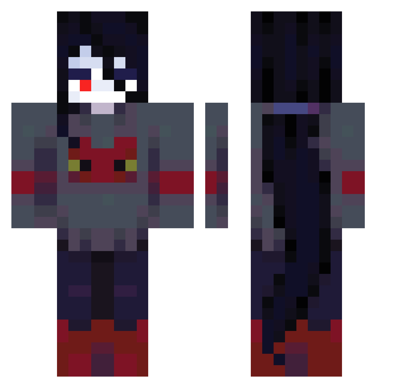 coldknee Minecraft skin, front and back view