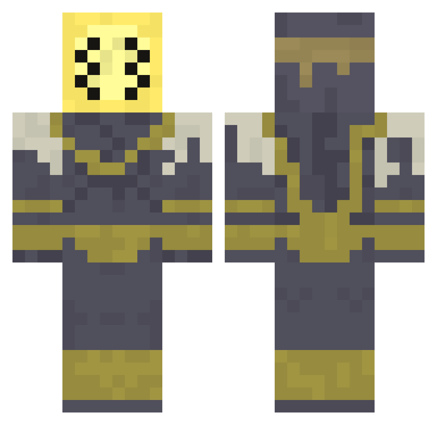 P0SIII Minecraft skin, front and back view
