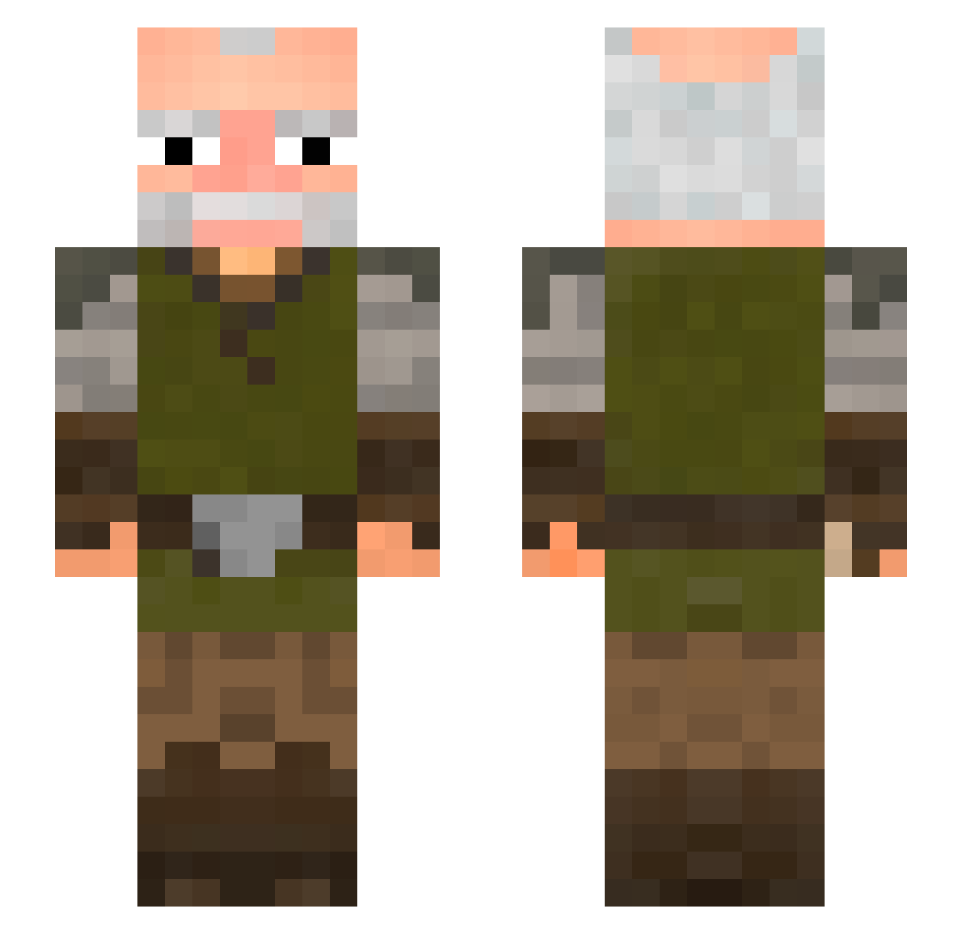 Horned Minecraft skin, front and back view