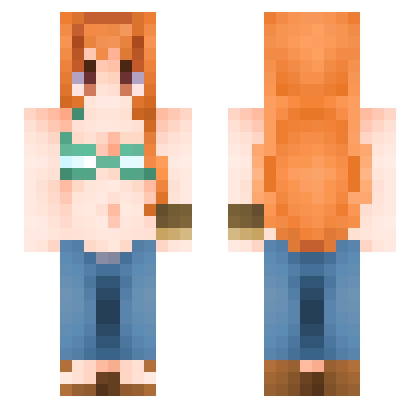Awiomarin Minecraft skin, front and back view