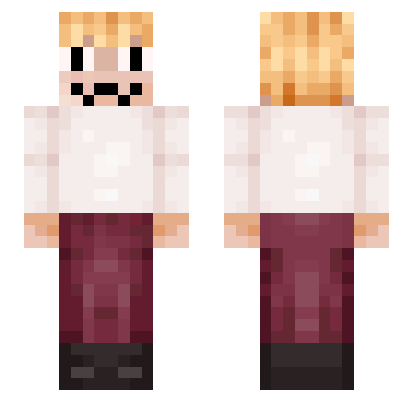 BirchBeast Minecraft skin, front and back view