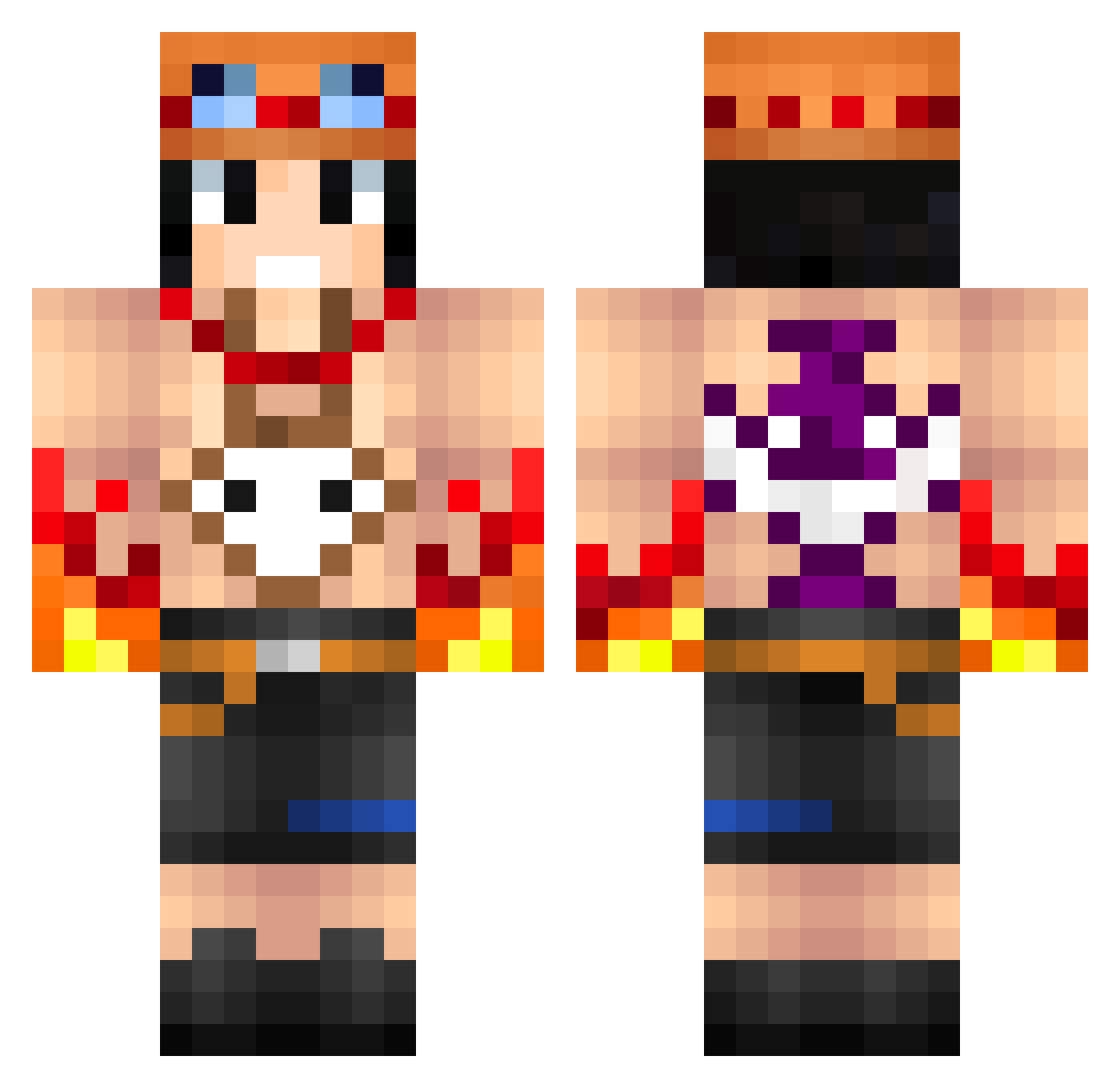Modems Minecraft skin, front and back view