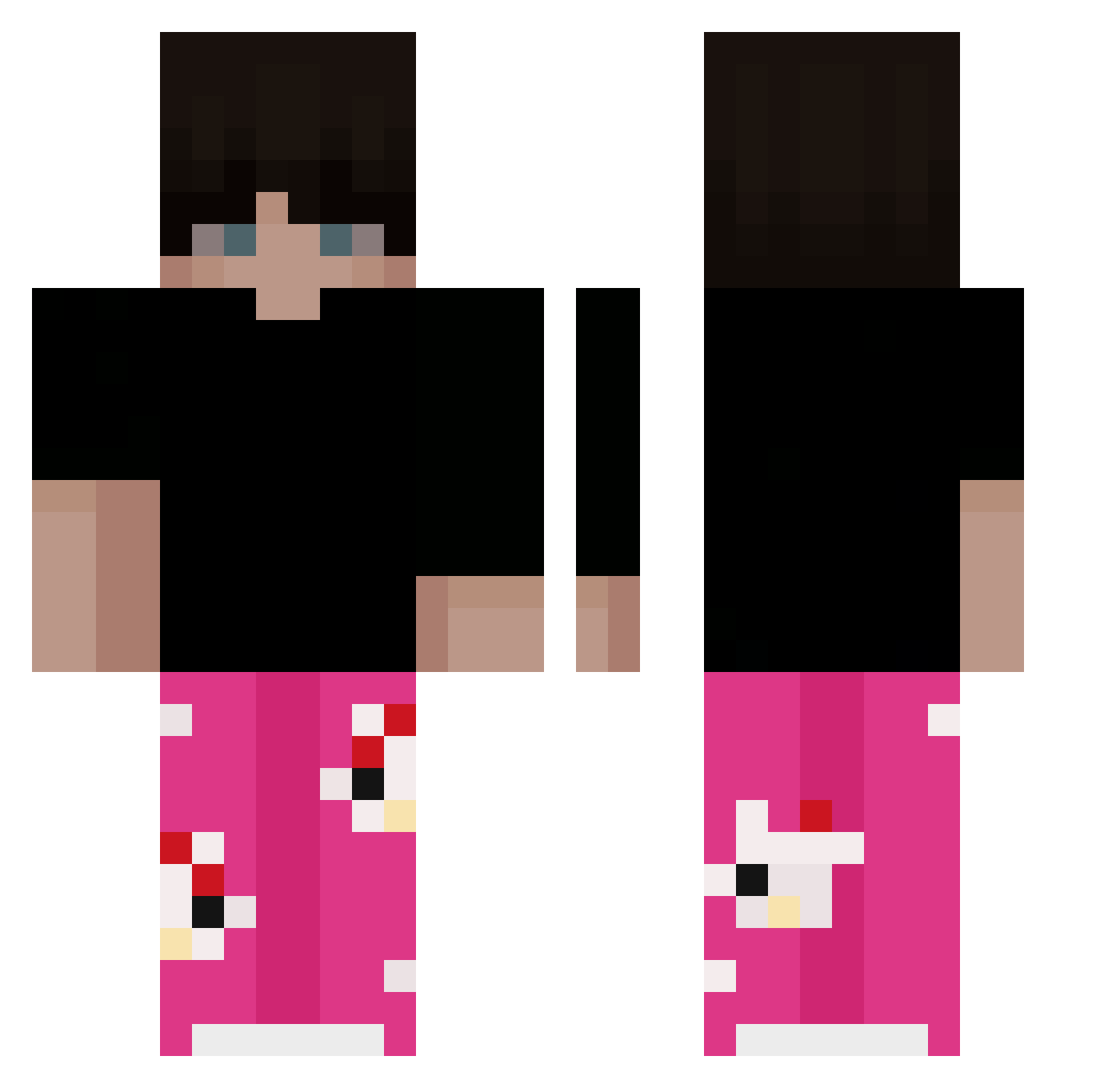 zxplayers Minecraft skin, front and back view