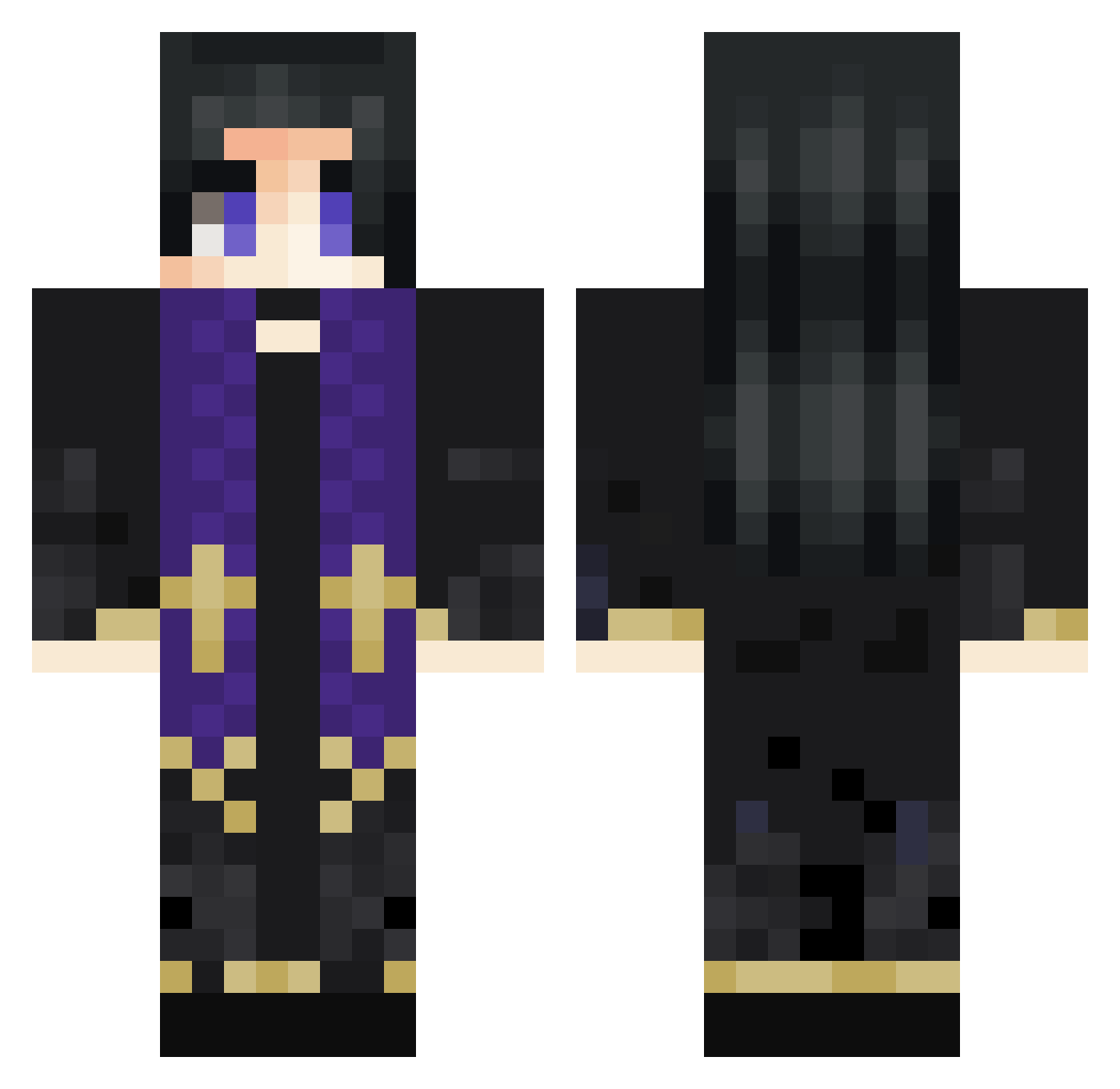 Optobee Minecraft skin, front and back view