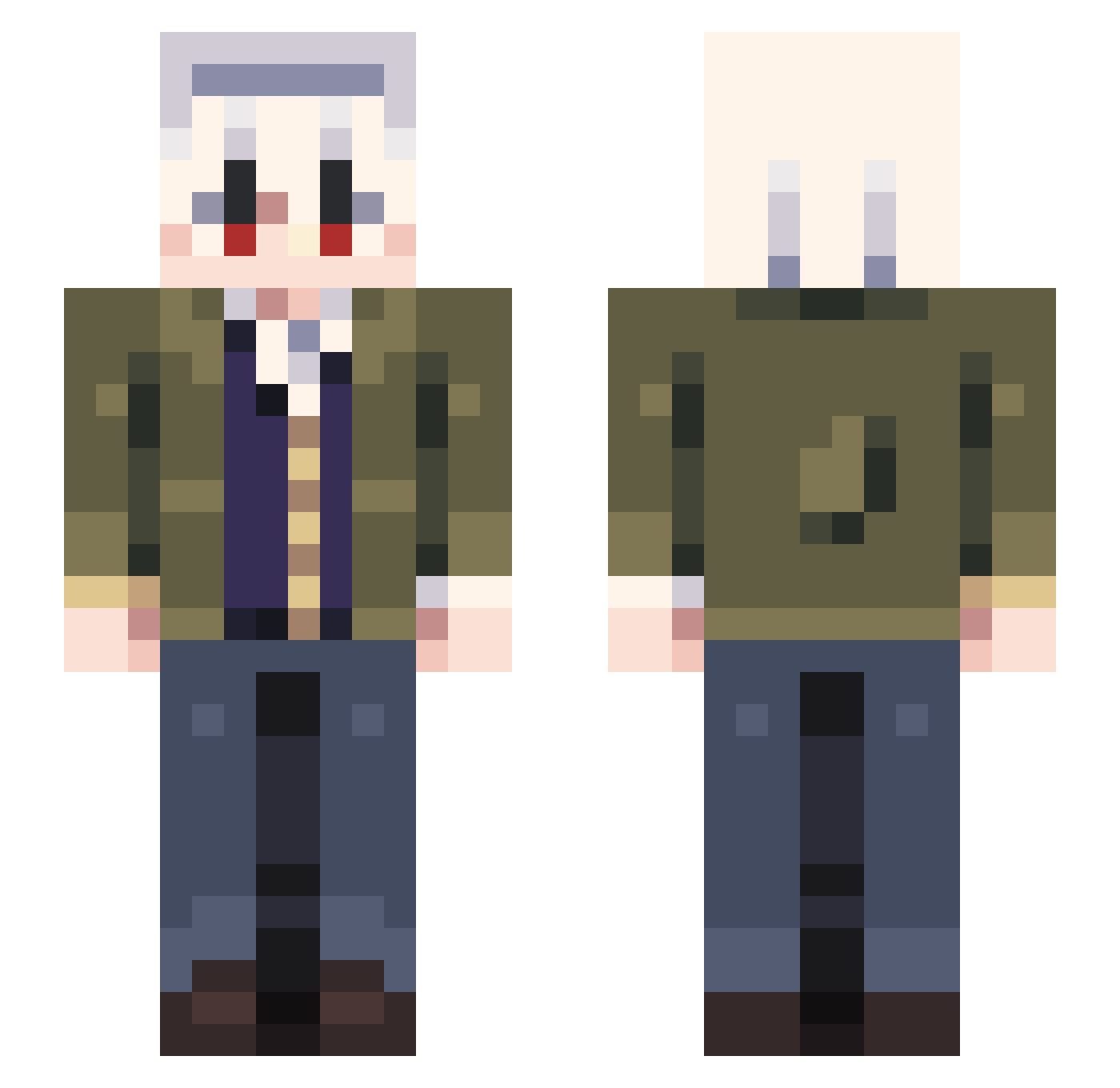 mikagoated Minecraft skin, front and back view