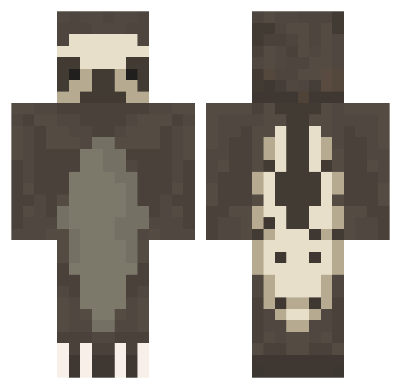 SlothfulTime Minecraft skin, front and back view