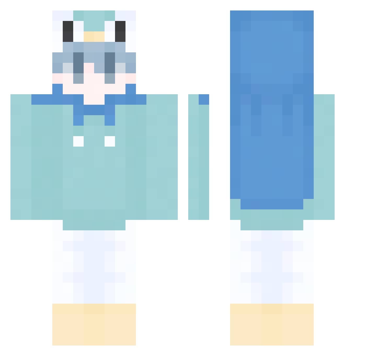 Evlas Minecraft skin, front and back view