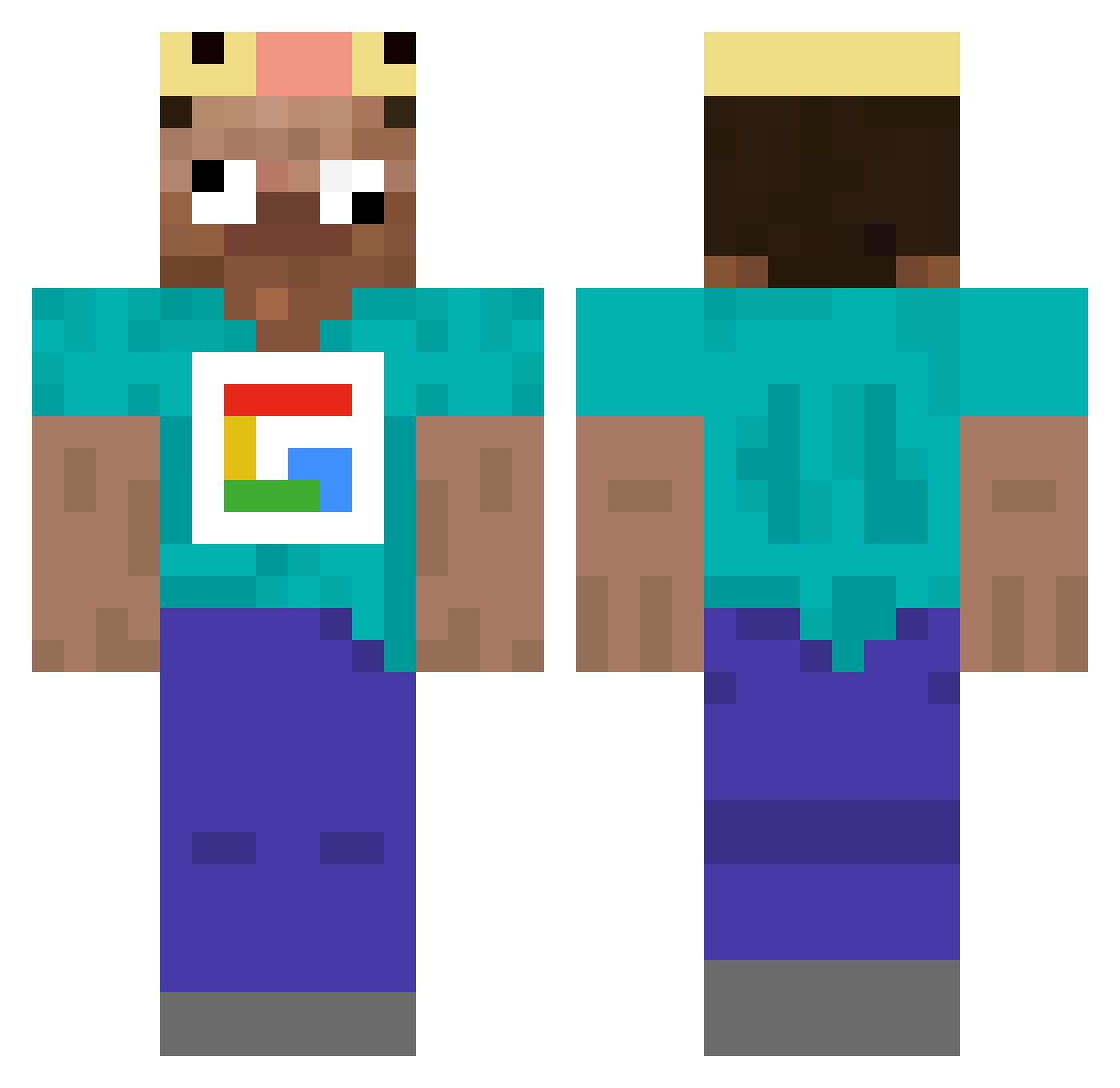 hk0224 Minecraft skin, front and back view