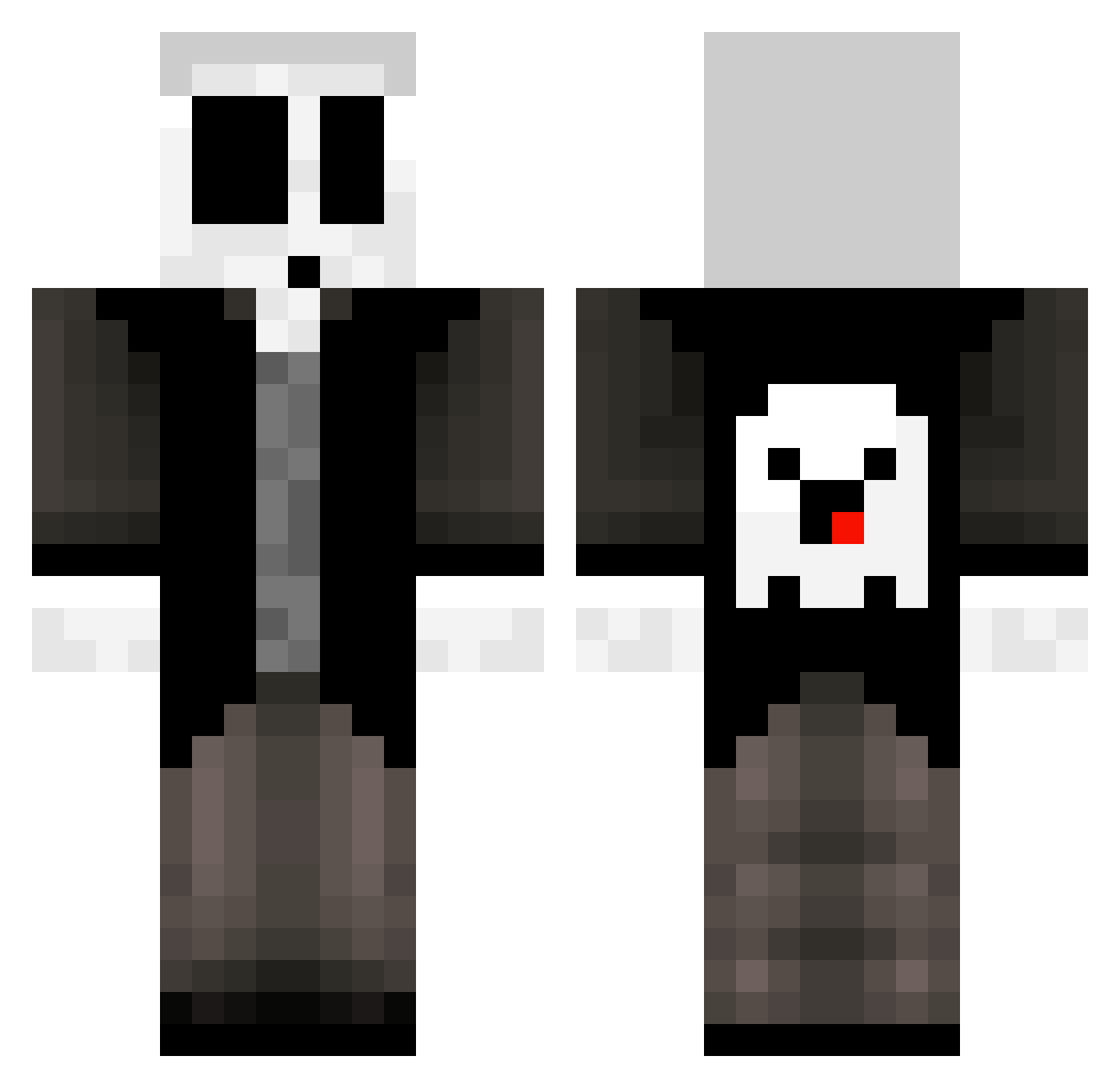 JustJP2K Minecraft skin, front and back view
