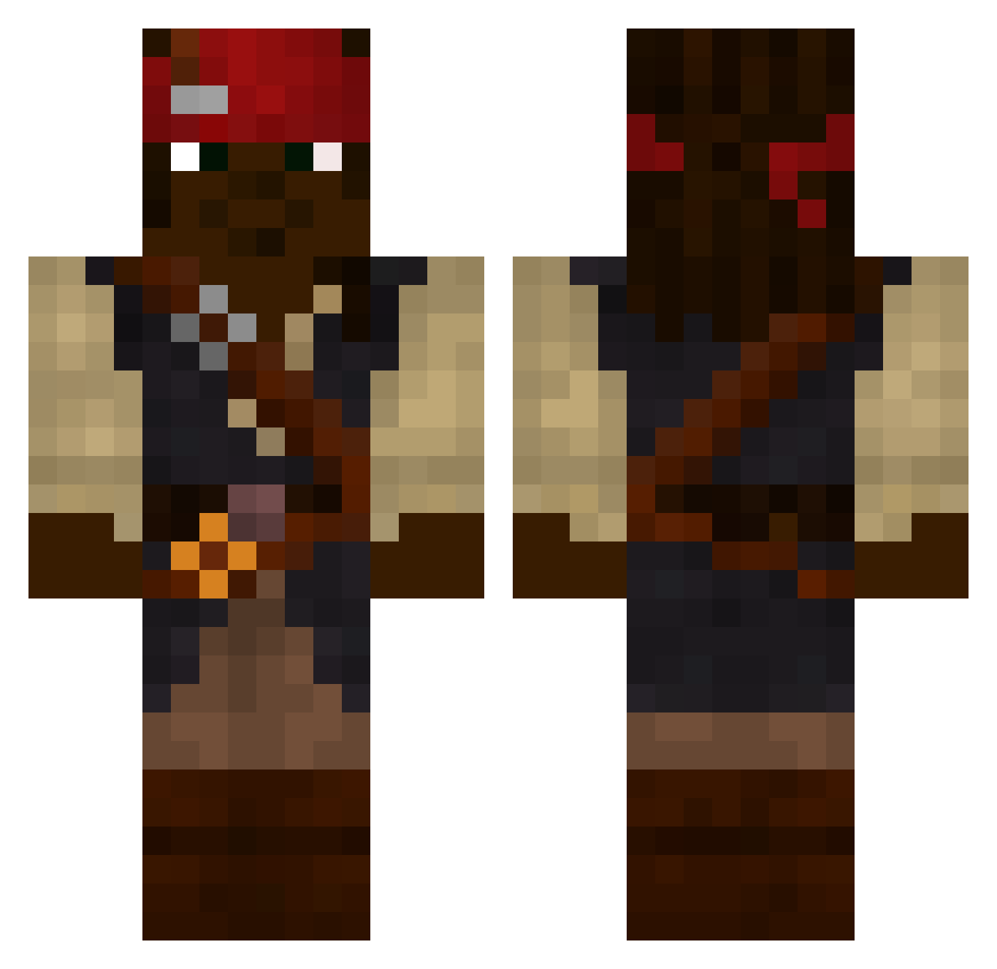 SakseJakse Minecraft skin, front and back view