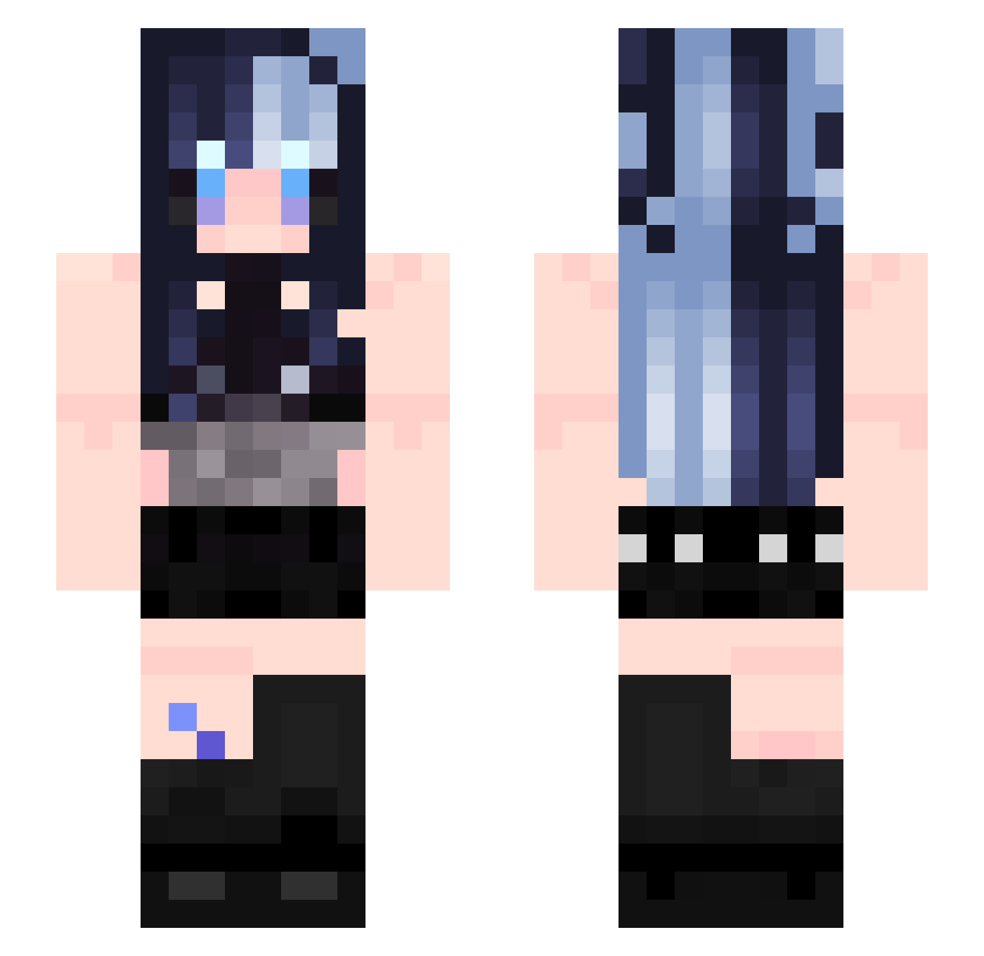 BunBunJinxx Minecraft skin, front and back view