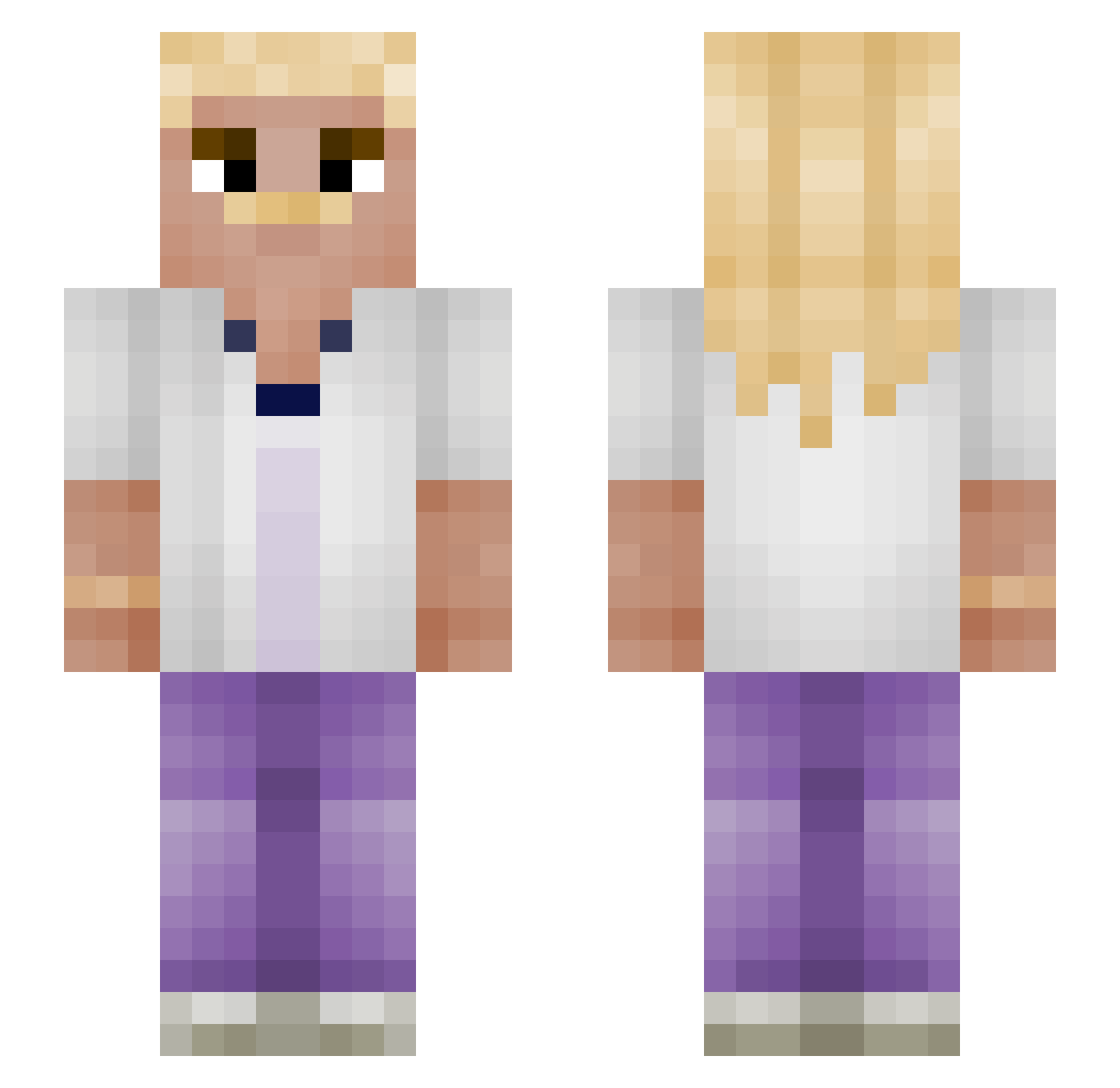 Hobx Minecraft skin, front and back view