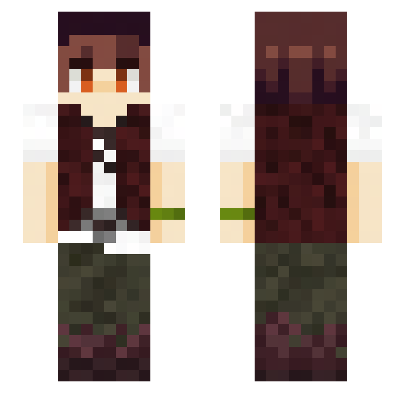 WhiskeyWeaver Minecraft skin, front and back view