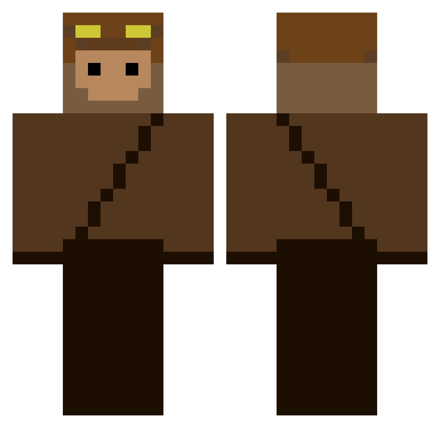 Burninglavman Minecraft skin, front and back view